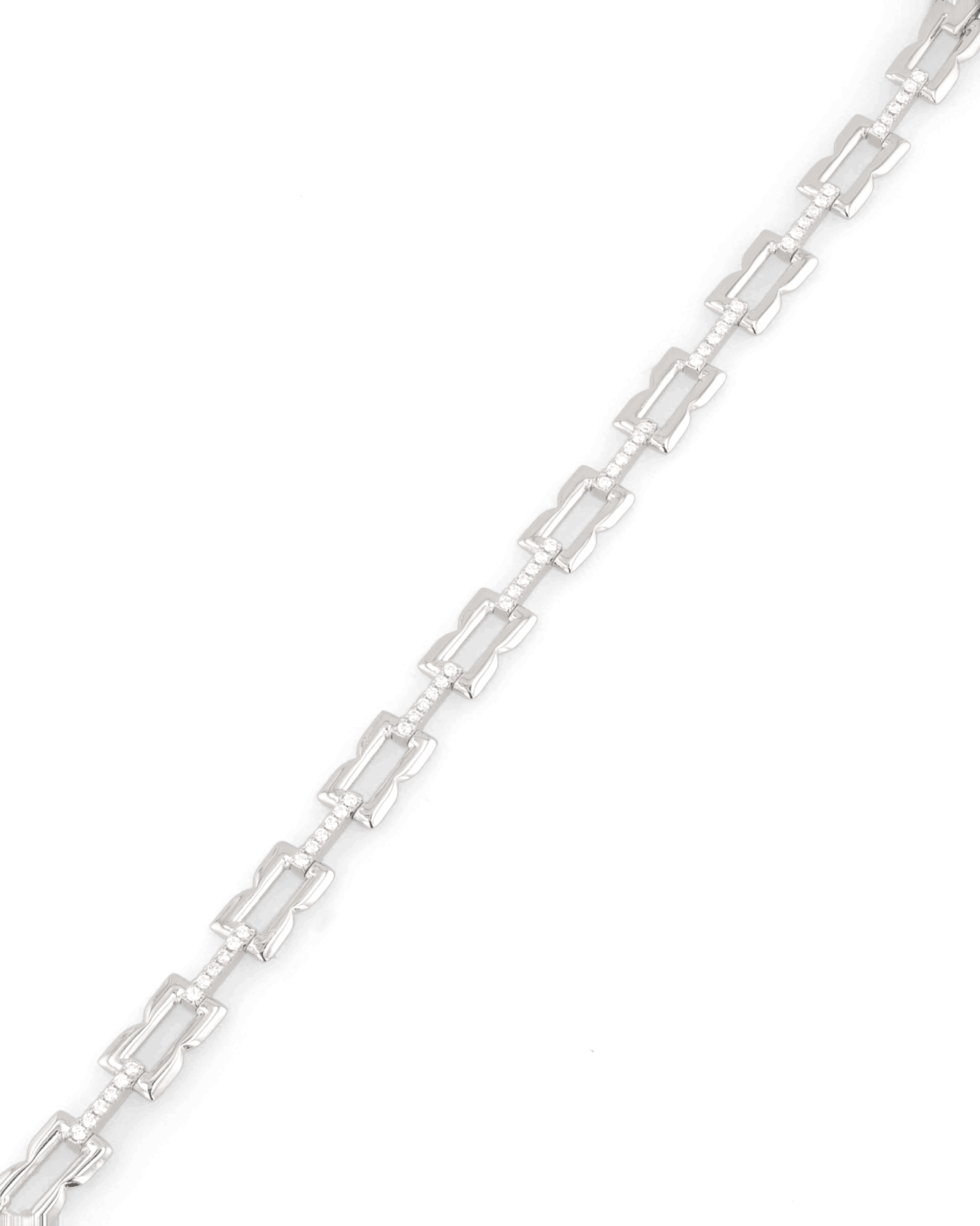 Lavana Signature silver diamond bracelet, with logo motif links and lab grown diamonds