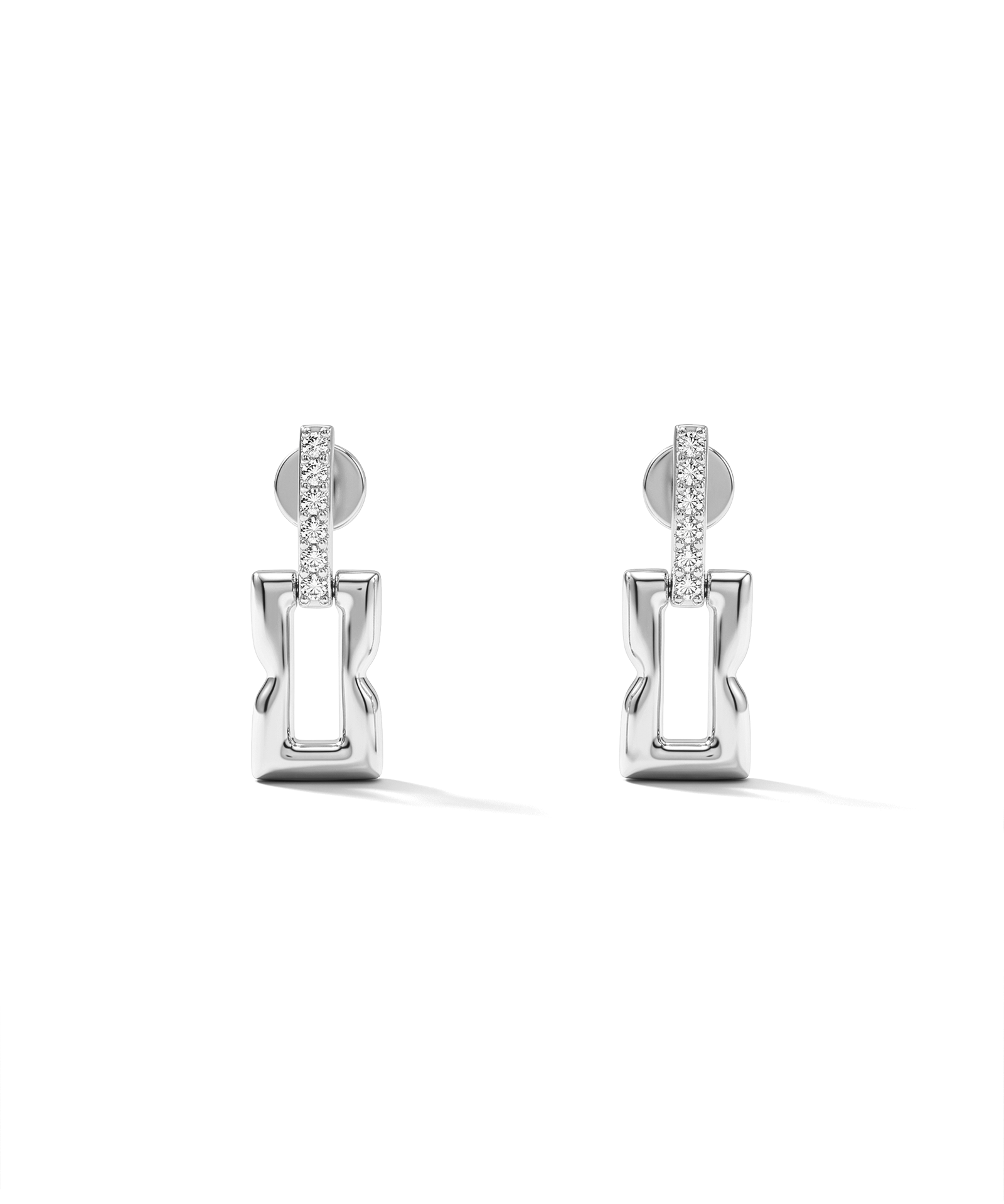 Lavana Signature silver link drop stud earrings with lab grown diamonds 1