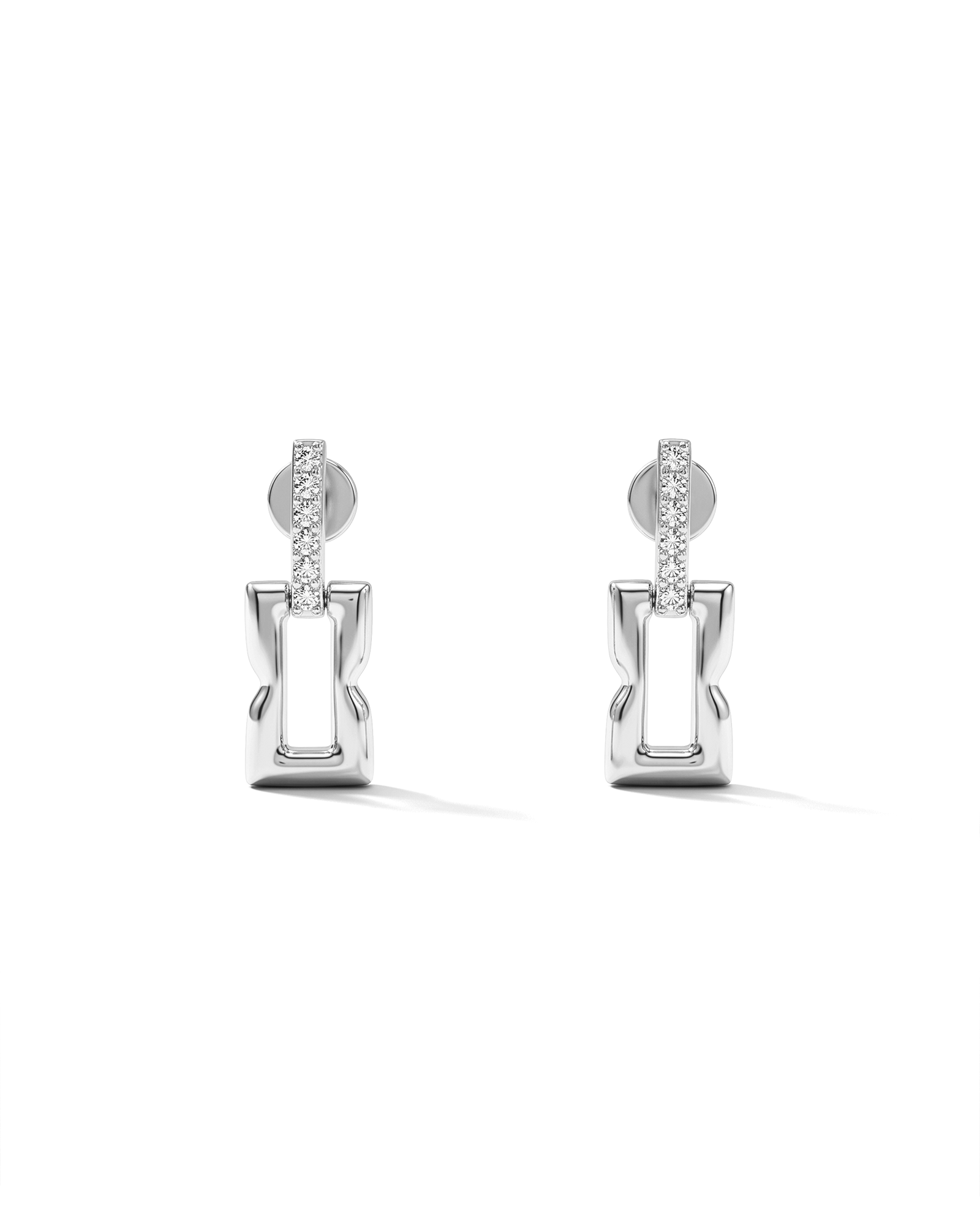 Lavana Signature silver link drop stud earrings with lab grown diamonds 1
