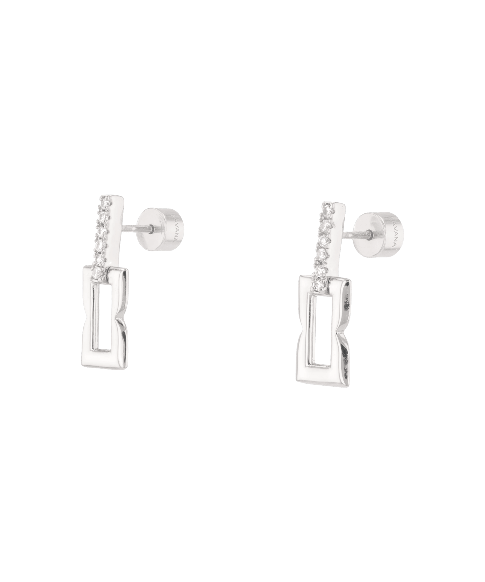 Lavana Signature silver link drop stud earrings by Lavana with lab grown diamonds