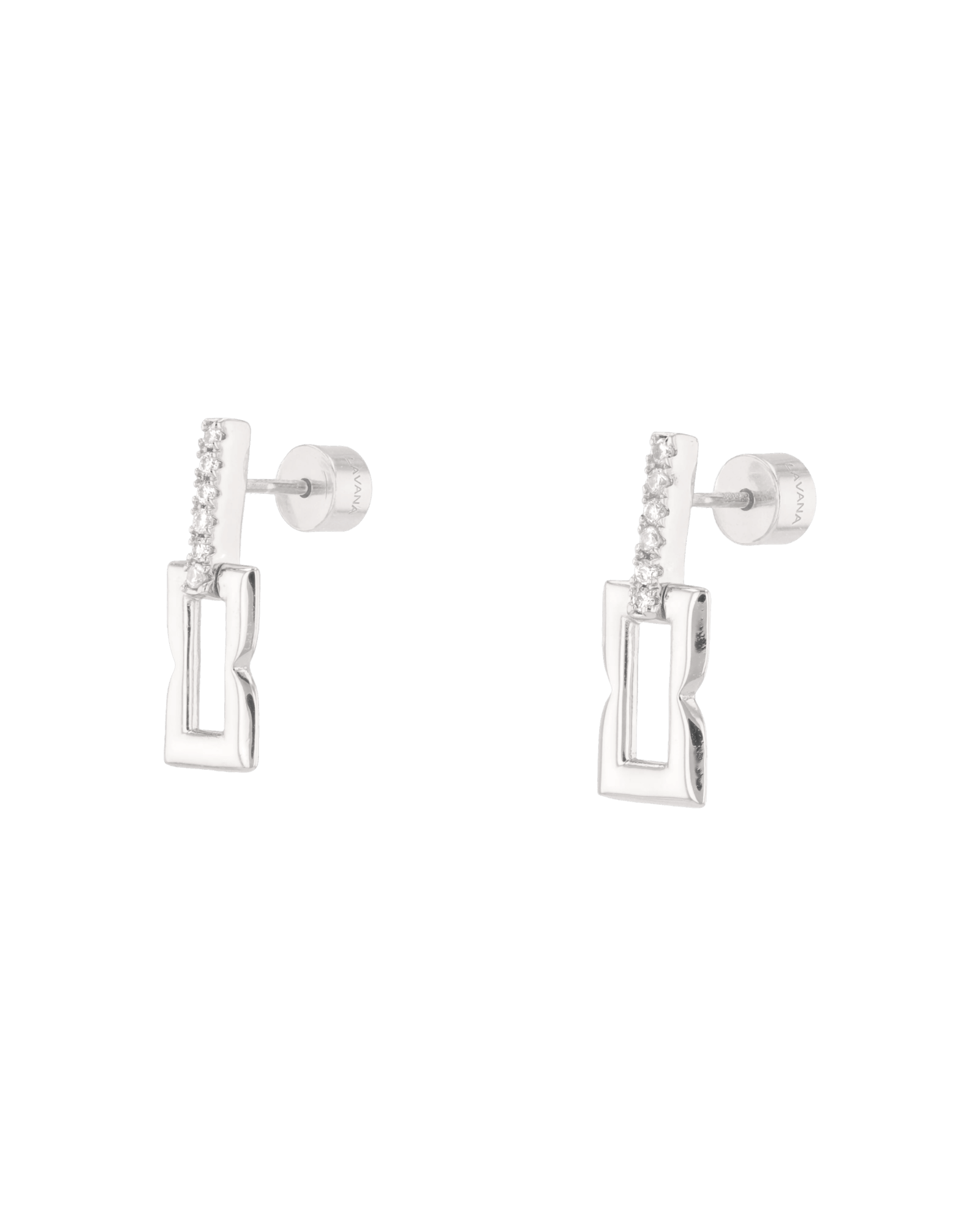 Lavana Signature silver link drop stud earrings by Lavana with lab grown diamonds