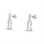 Lavana Signature silver link drop stud earrings with lab grown diamonds 2
