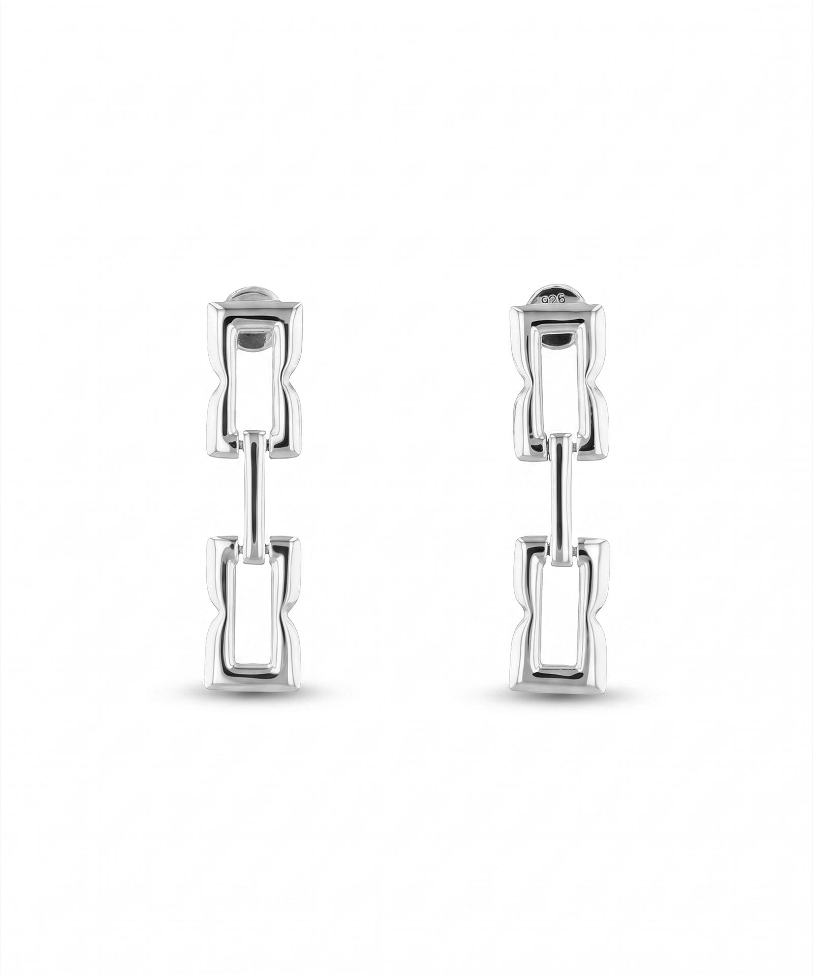 Lavana Signature silver link long drop earrings 1