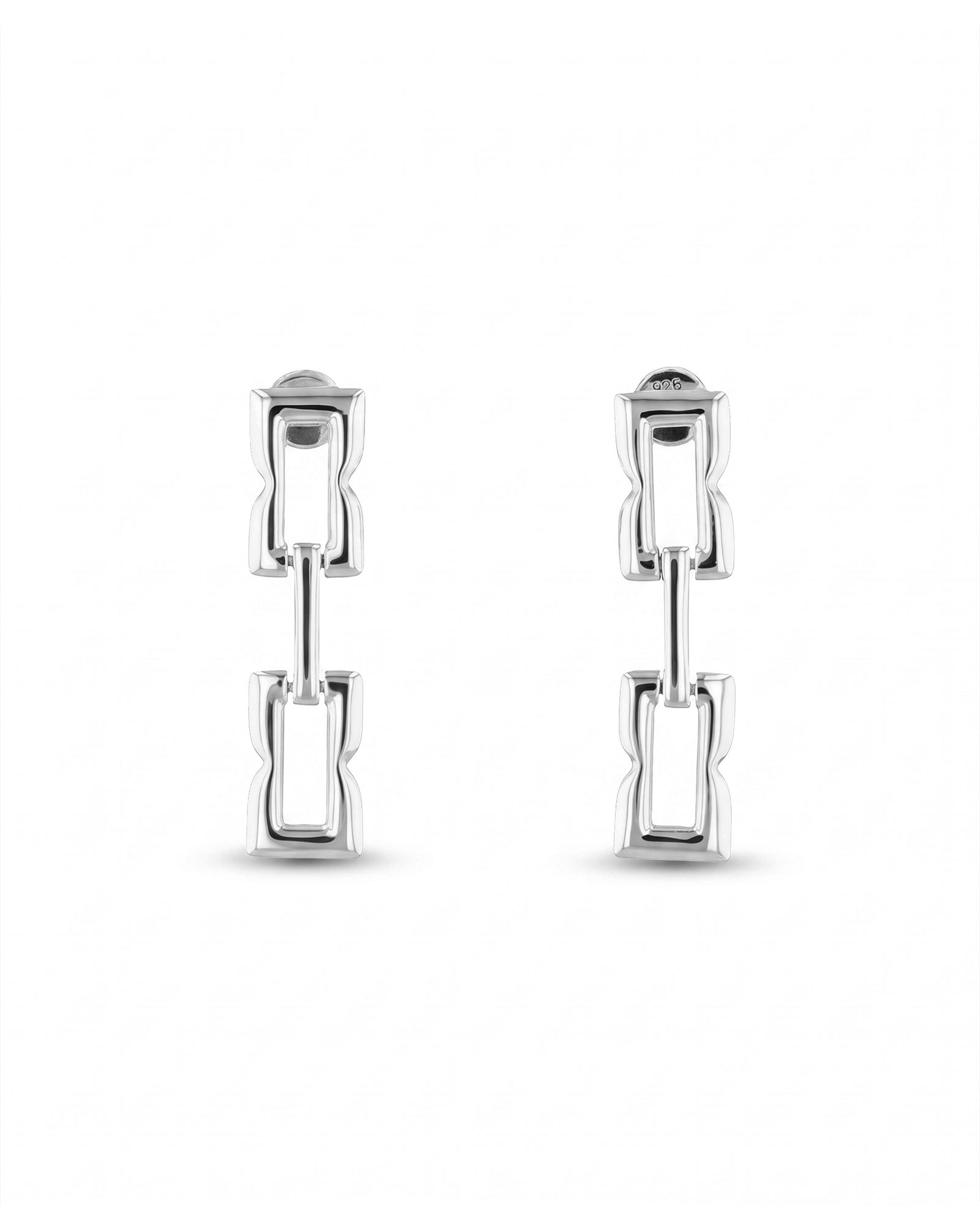 Lavana Signature silver link long drop earrings 1