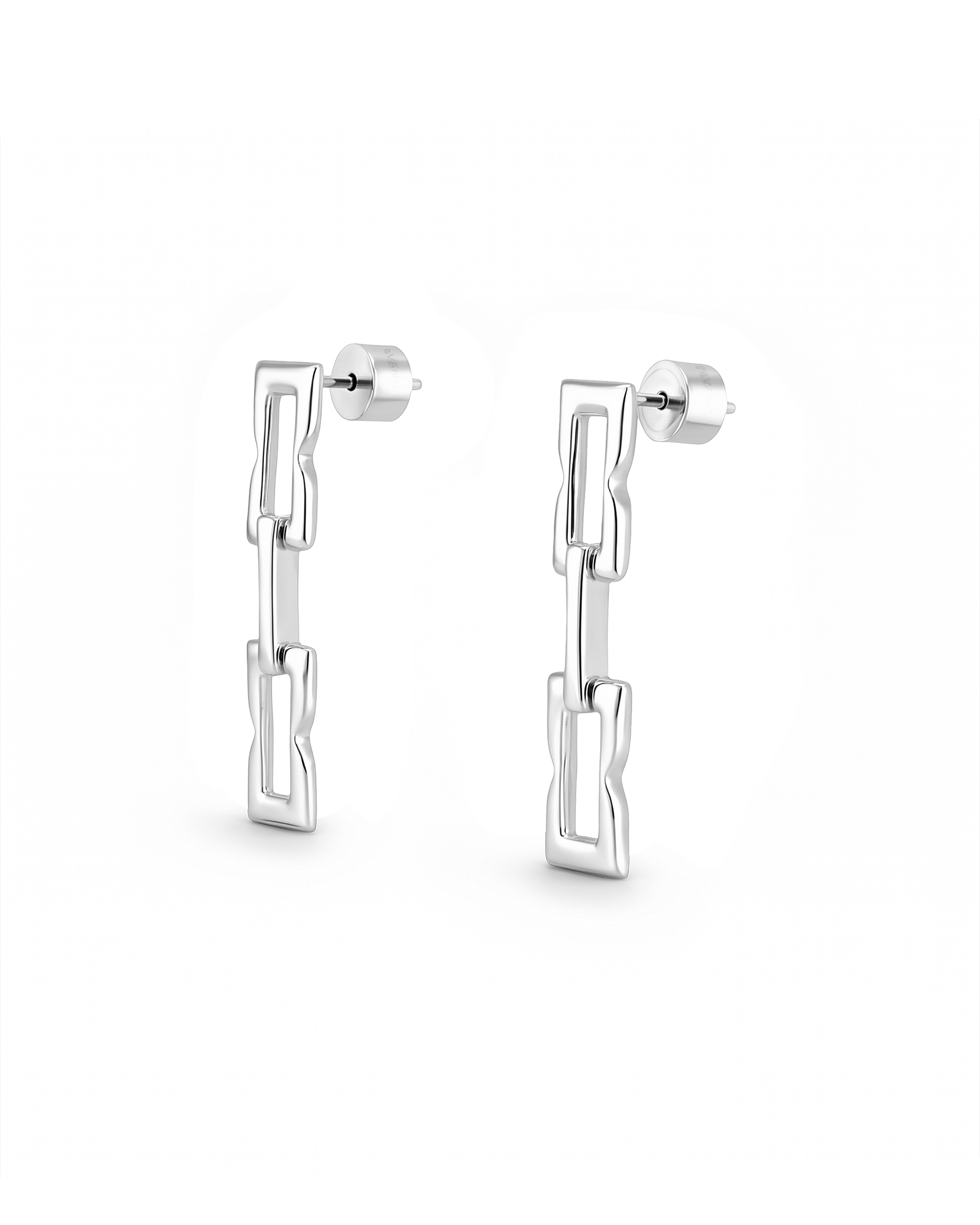 Lavana Signature silver link long drop earrings 2