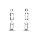 Lavana Signature silver link long drop earrings with lab grown diamonds 1