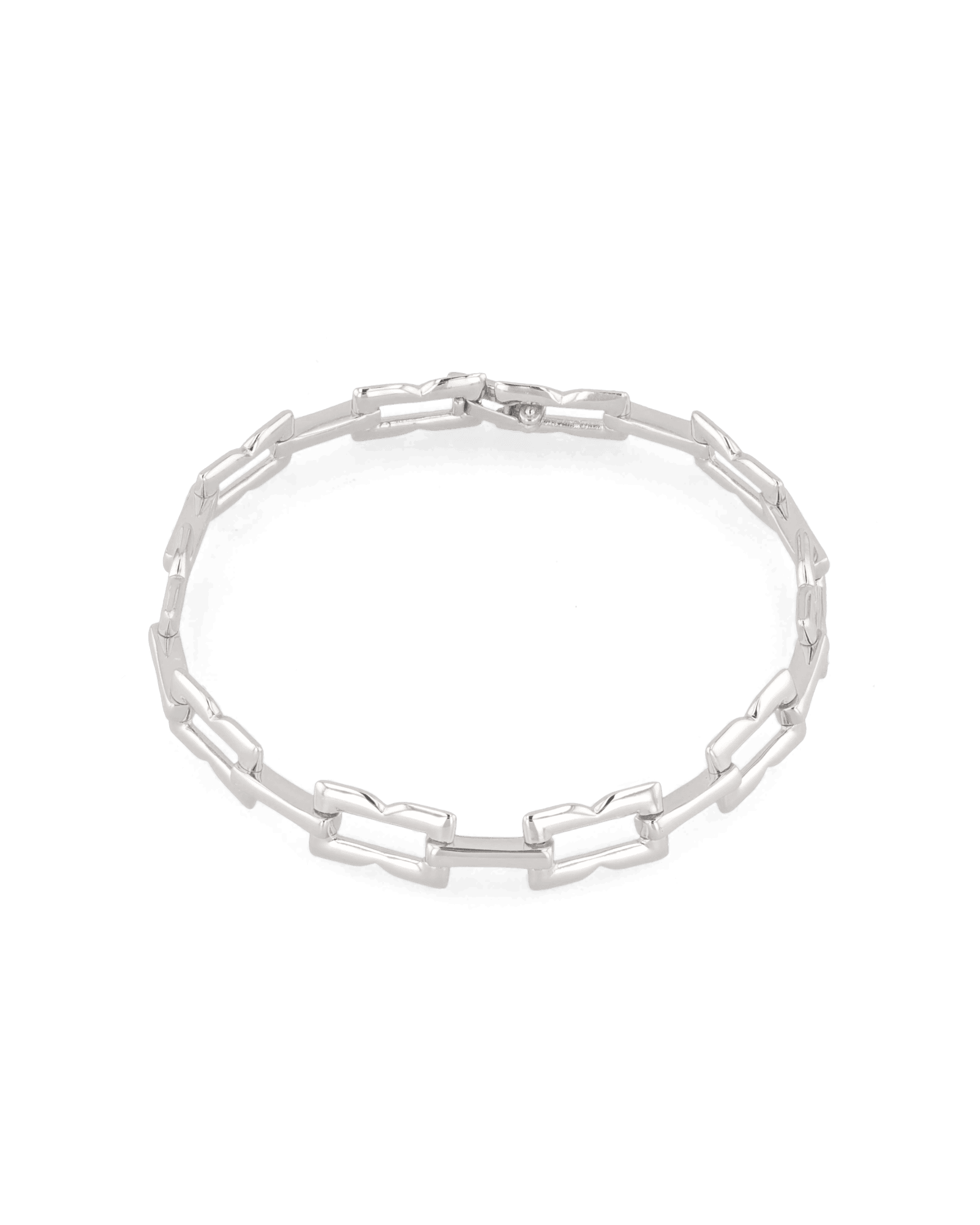 Lavana Signature silver logo motif link bracelet with polished finish