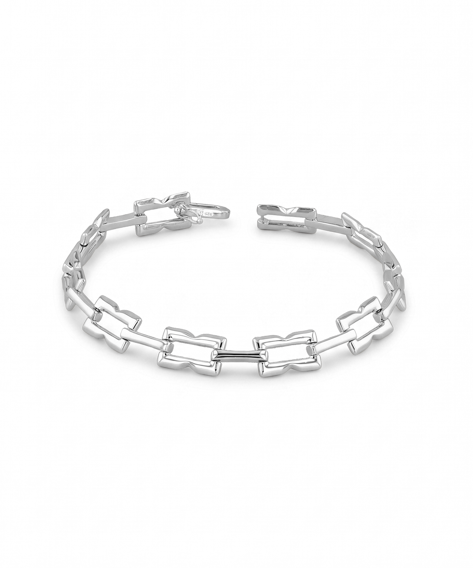 Lavana Signature silver logo motif link bracelet with polished finish 1