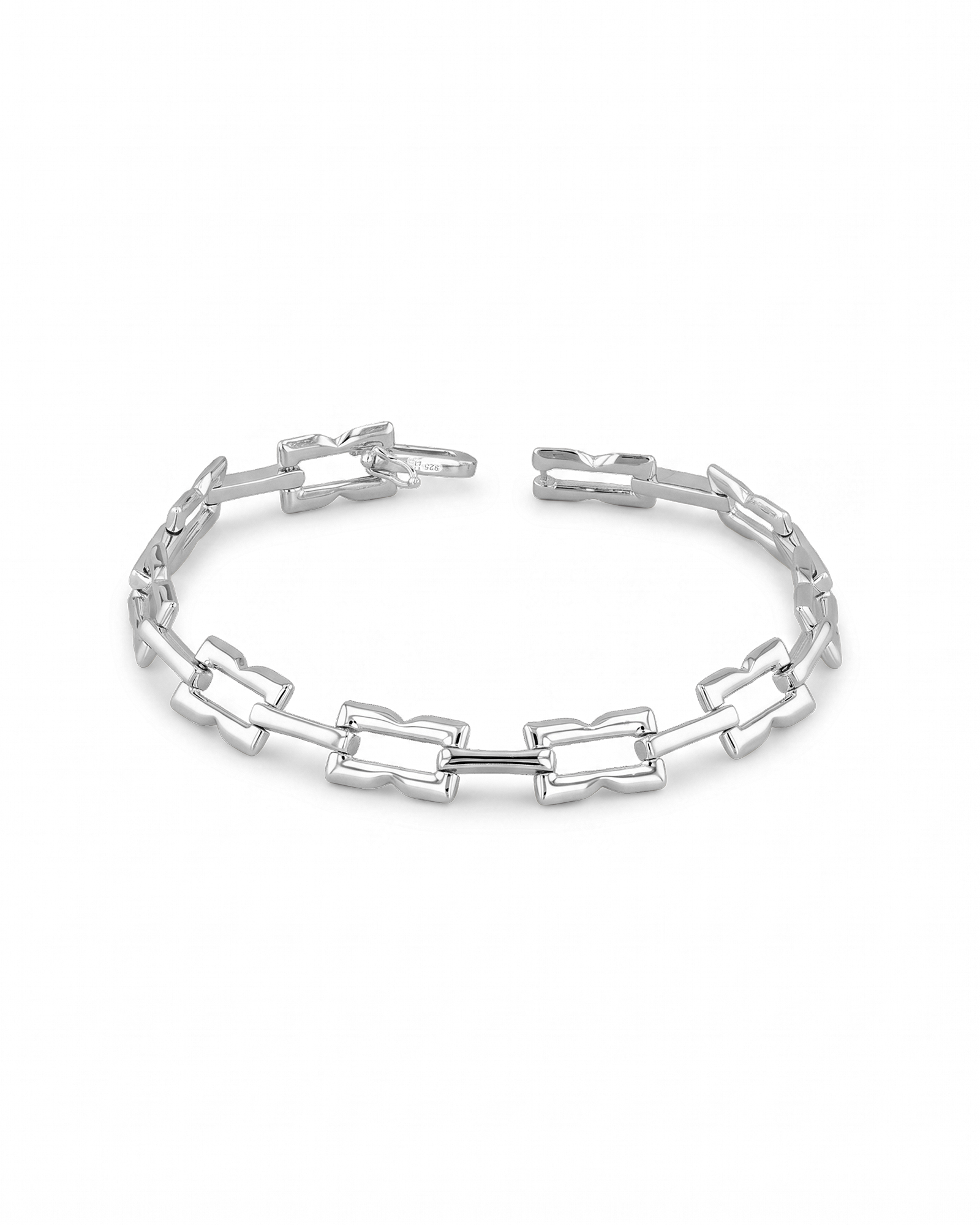 Lavana Signature silver logo motif link bracelet with polished finish 1