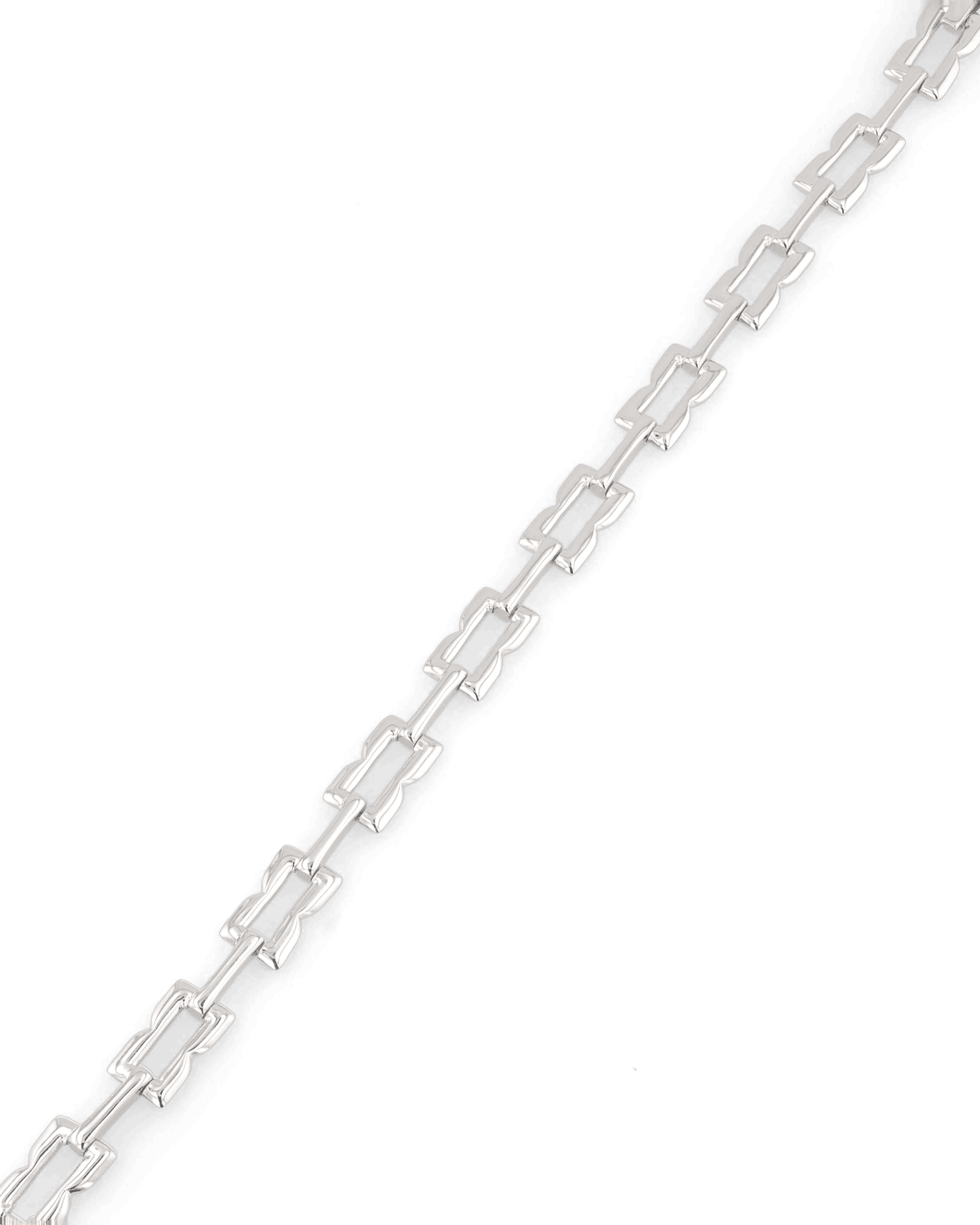 Lavana Signature silver logo motif link bracelet with polished finish