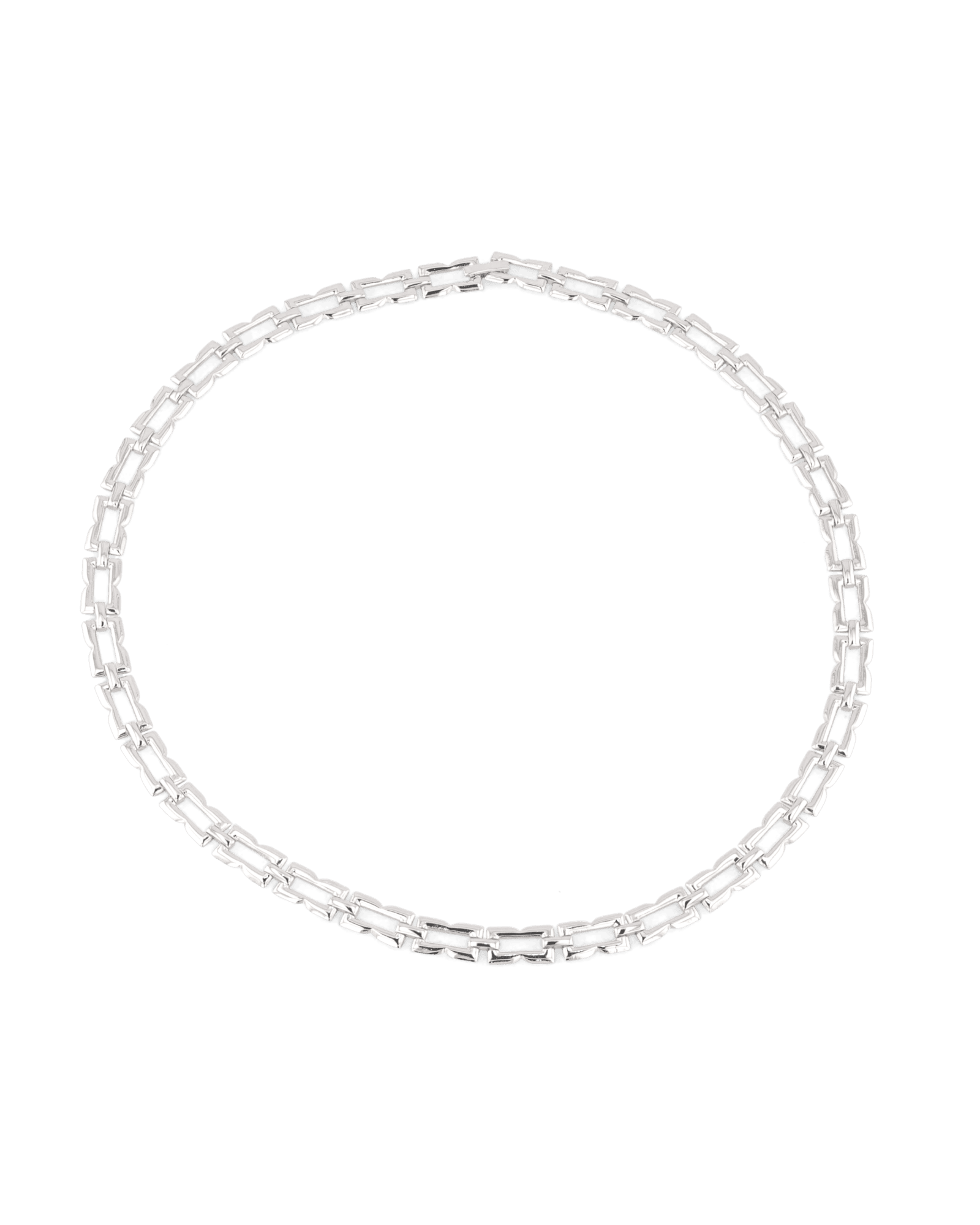 Lavana Signature silver logo motif link necklace with polished finish