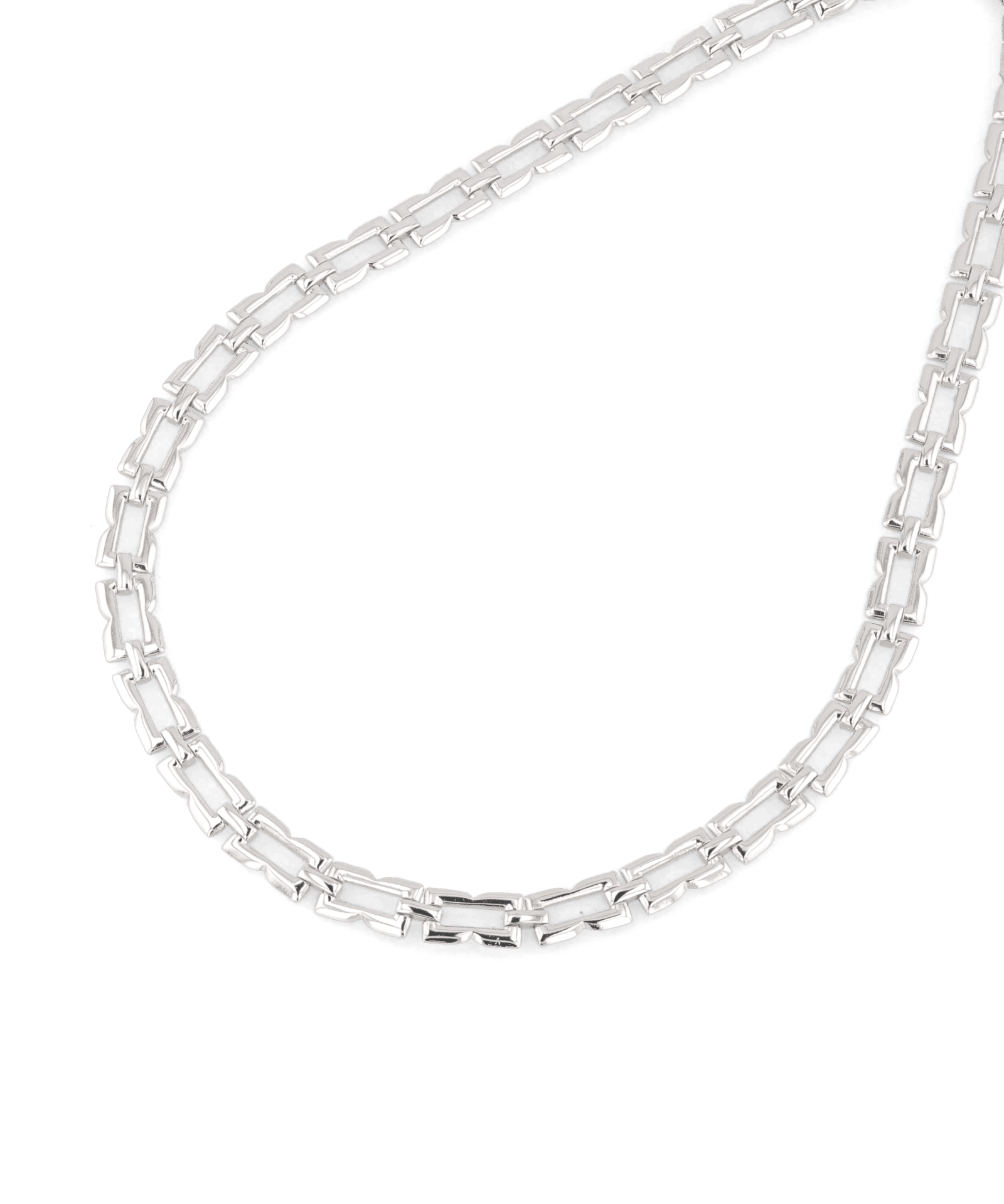 Lavana Signature silver logo motif link necklace with polished finish