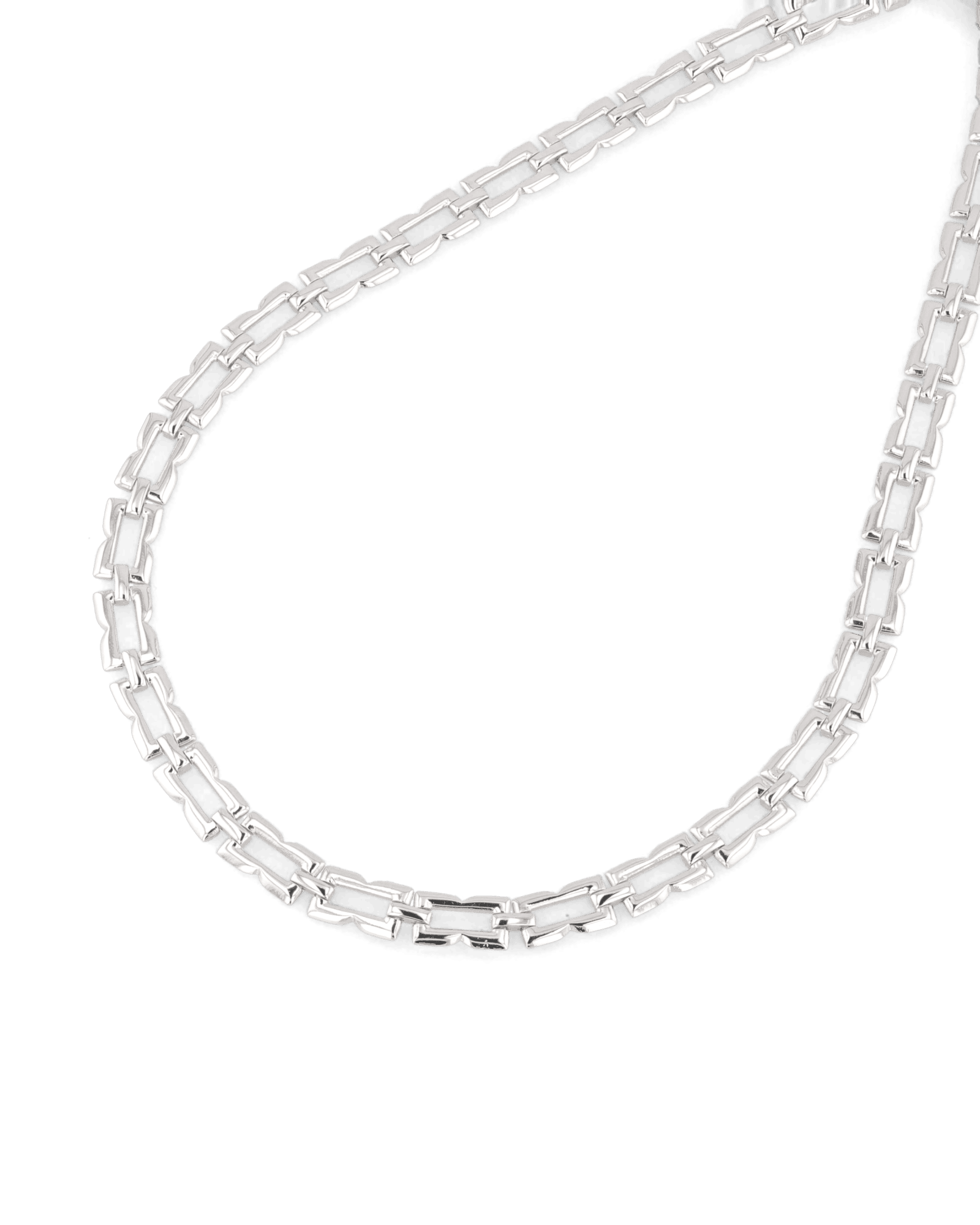 Lavana Signature silver logo motif link necklace with polished finish