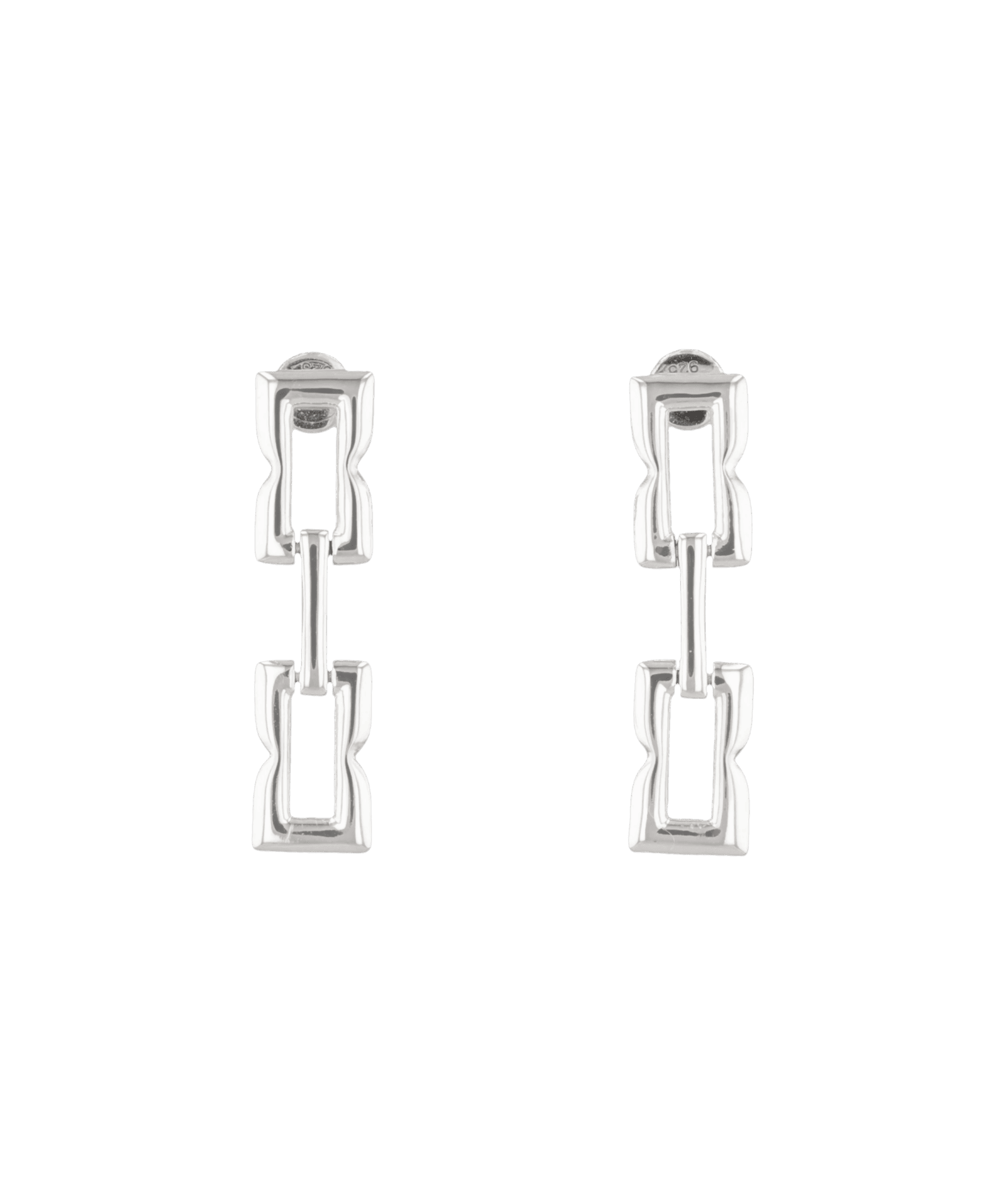 Lavana signature Silver link long drop earrings