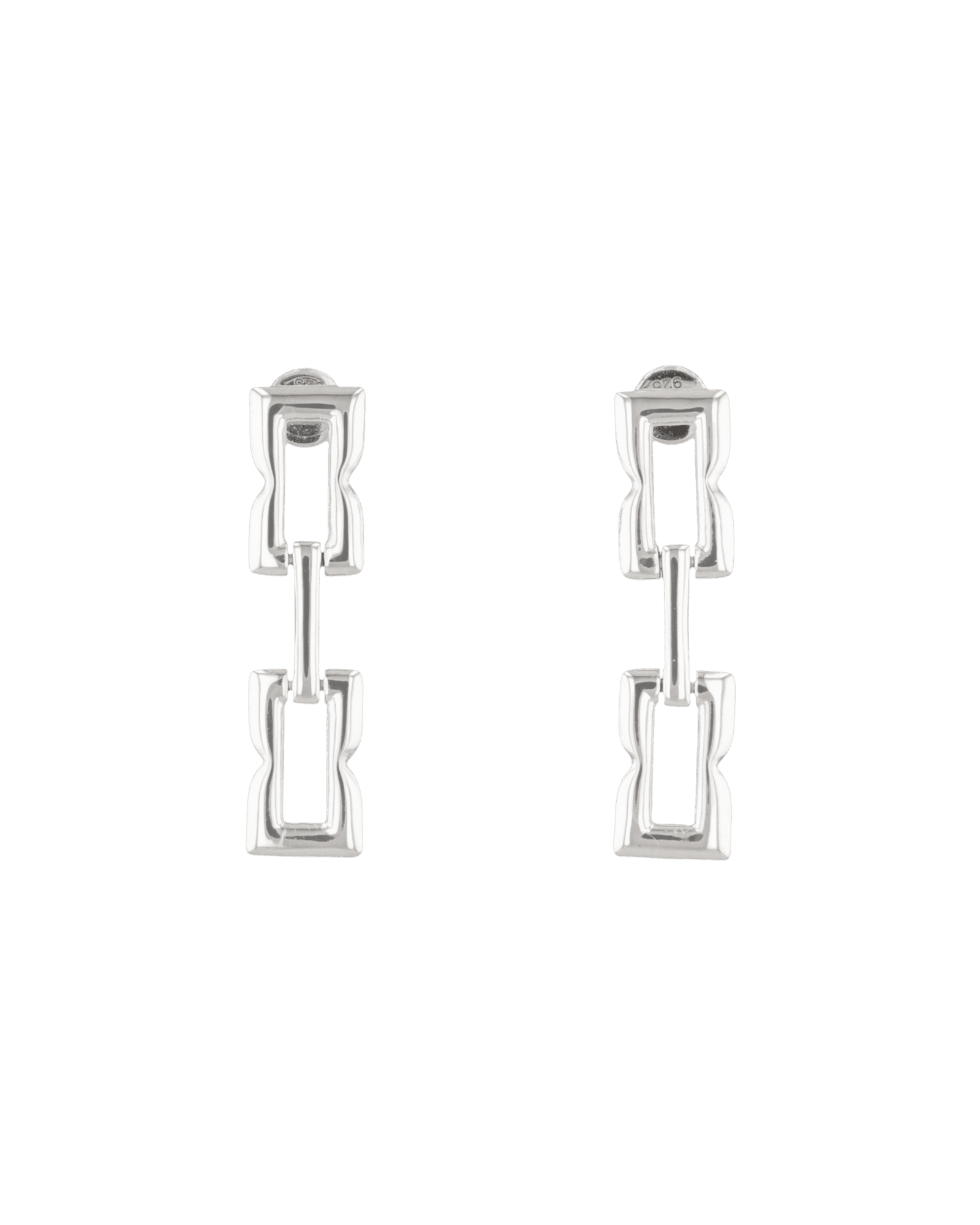 Lavana signature Silver link long drop earrings