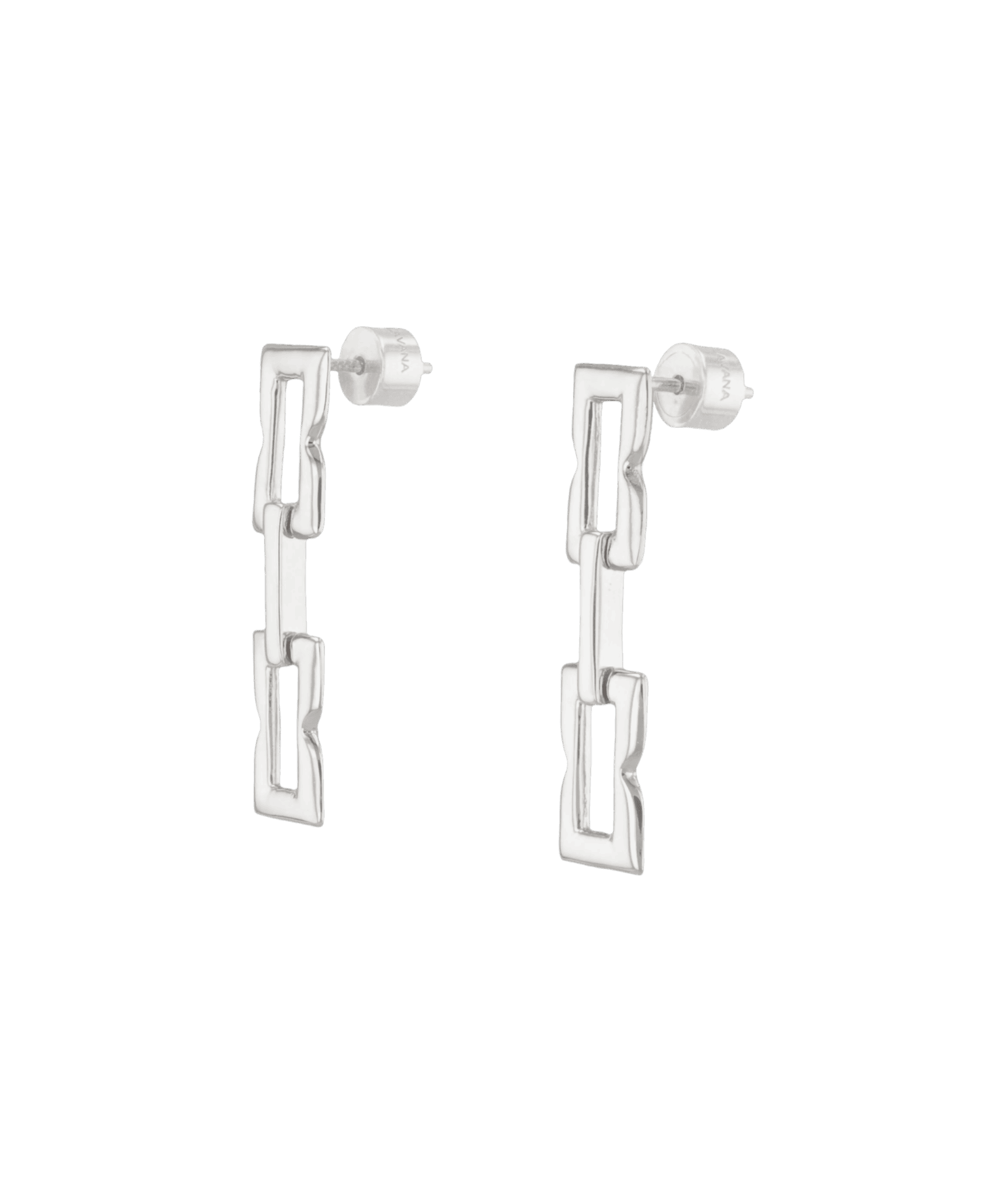 Lavana signature Silver link long drop earrings