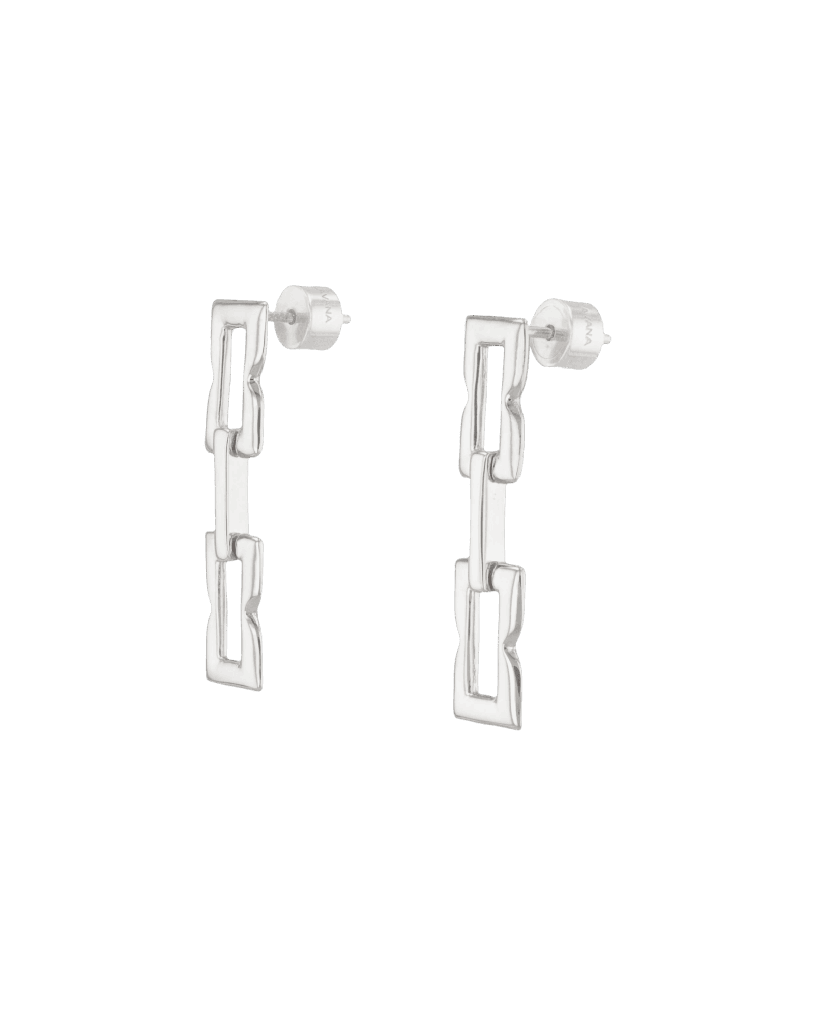 Lavana signature Silver link long drop earrings