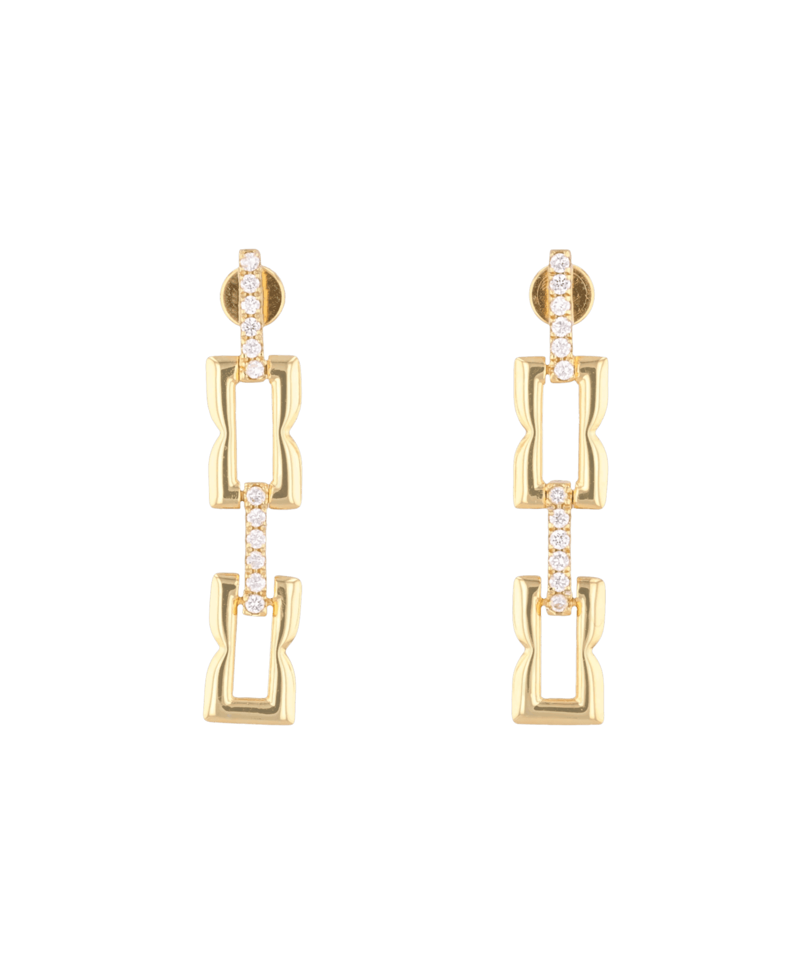Lavana signature gold link long drop earrings with lab grown diamonds