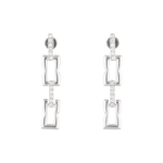 Lavana signature silver link long drop earrings with lab grown diamonds