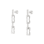 Lavana signature silver link long drop earrings with lab grown diamonds