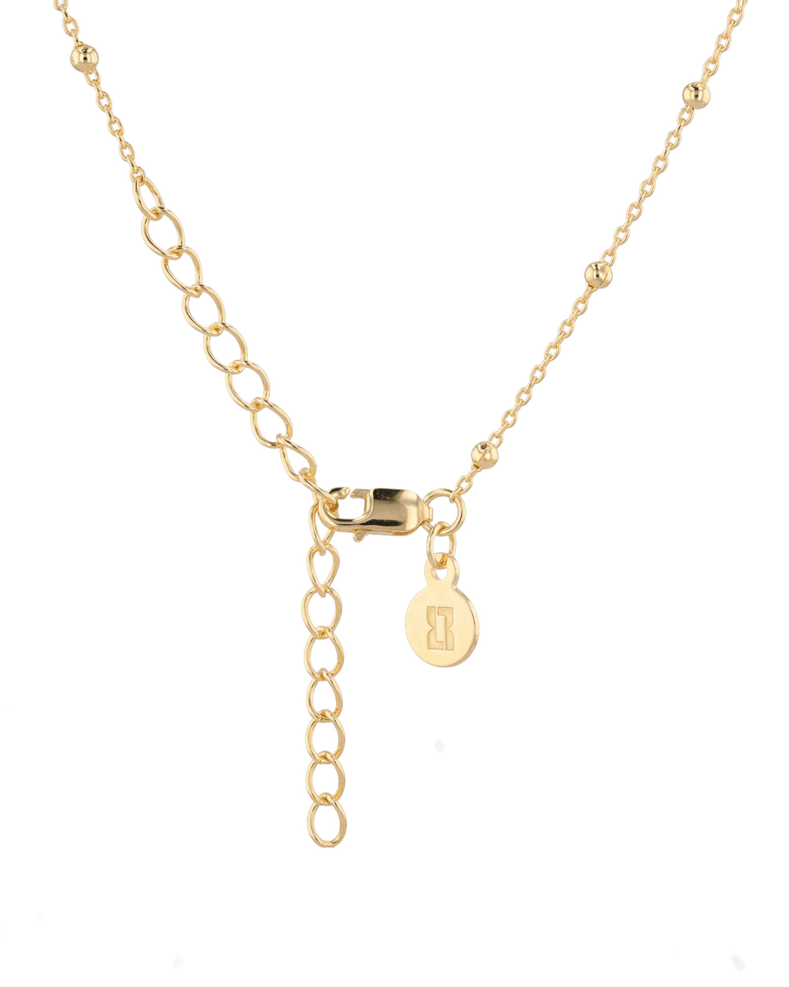Lille Gold Station Chain Necklace by Lavana, with delicate cable and petite bead stations, clasp