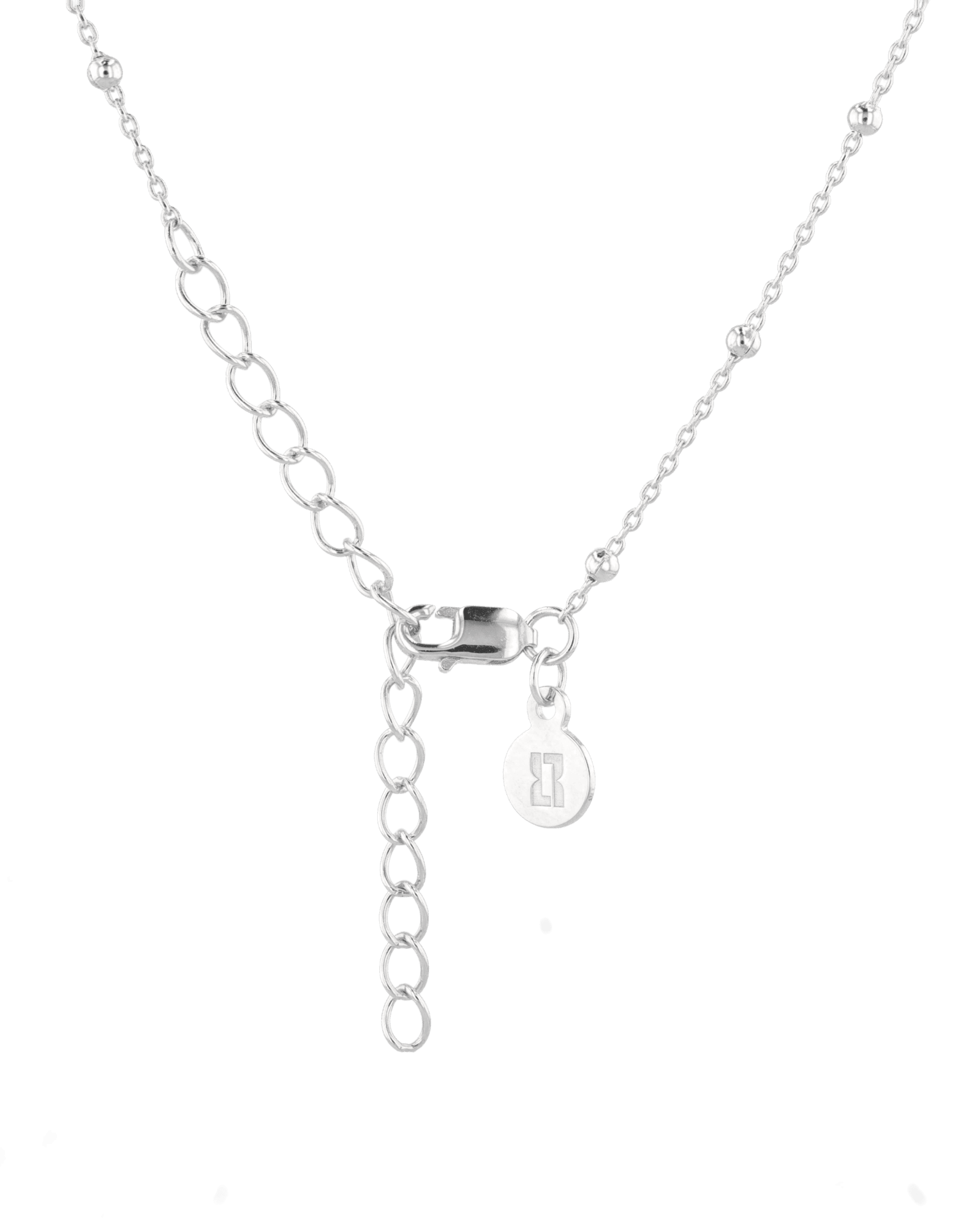 Lille Silver Station Chain Necklace by Lavana, with delicate cable and petite bead stations, clasp