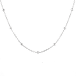 Lille Silver Station Chain Necklace by Lavana, with delicate cable and petite bead stations, front view