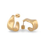 Liquid Arc Gold Earrings by LAVANA, sculptural tapered arc with high gloss finish