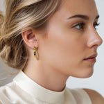 Luna Gold Large Hoop Earrings by Lavana on model polished classic 4mm hoops available in four sizes