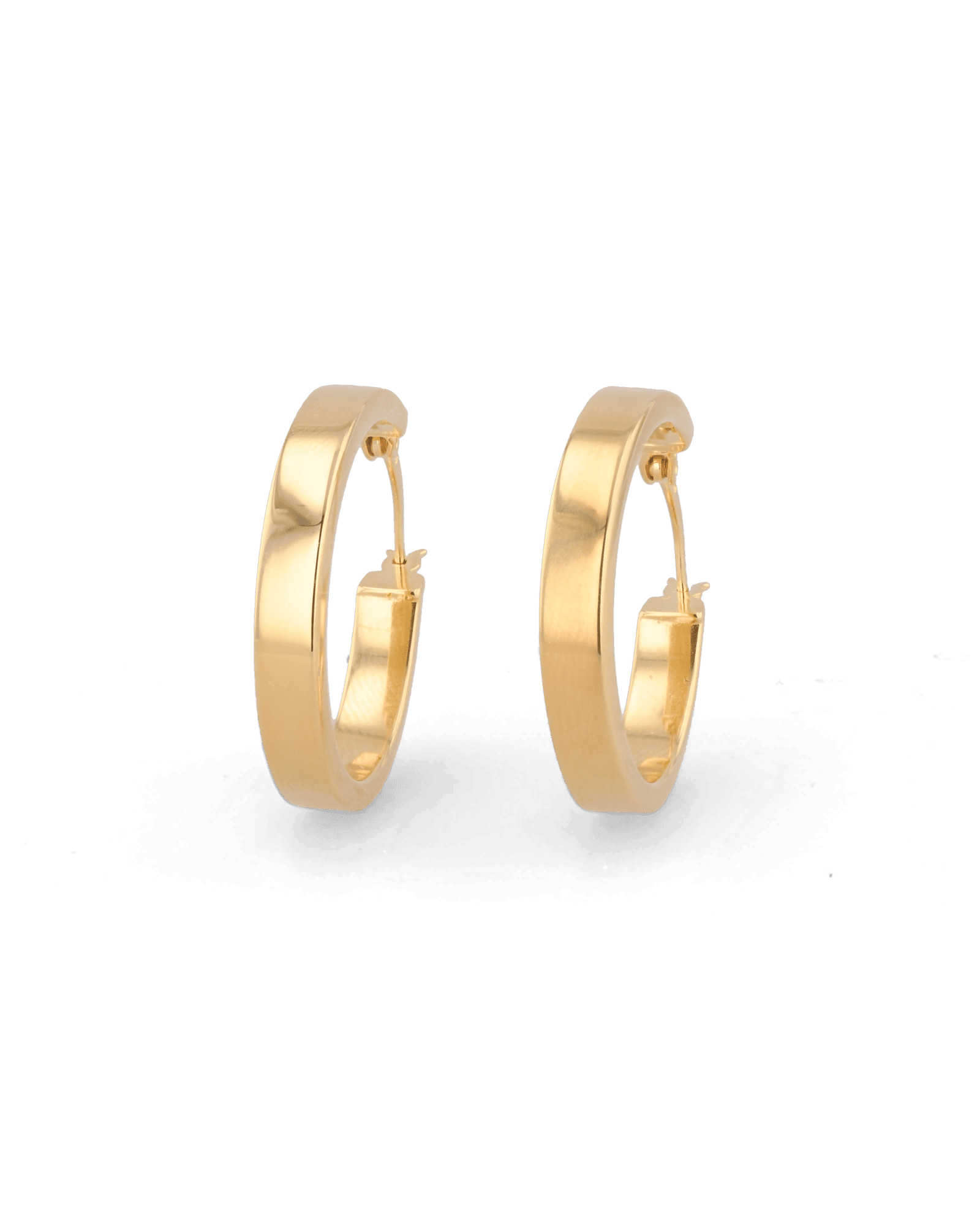 Luna Gold Hoop Earrings by Lavana, polished classic 4mm hoops available in four sizes