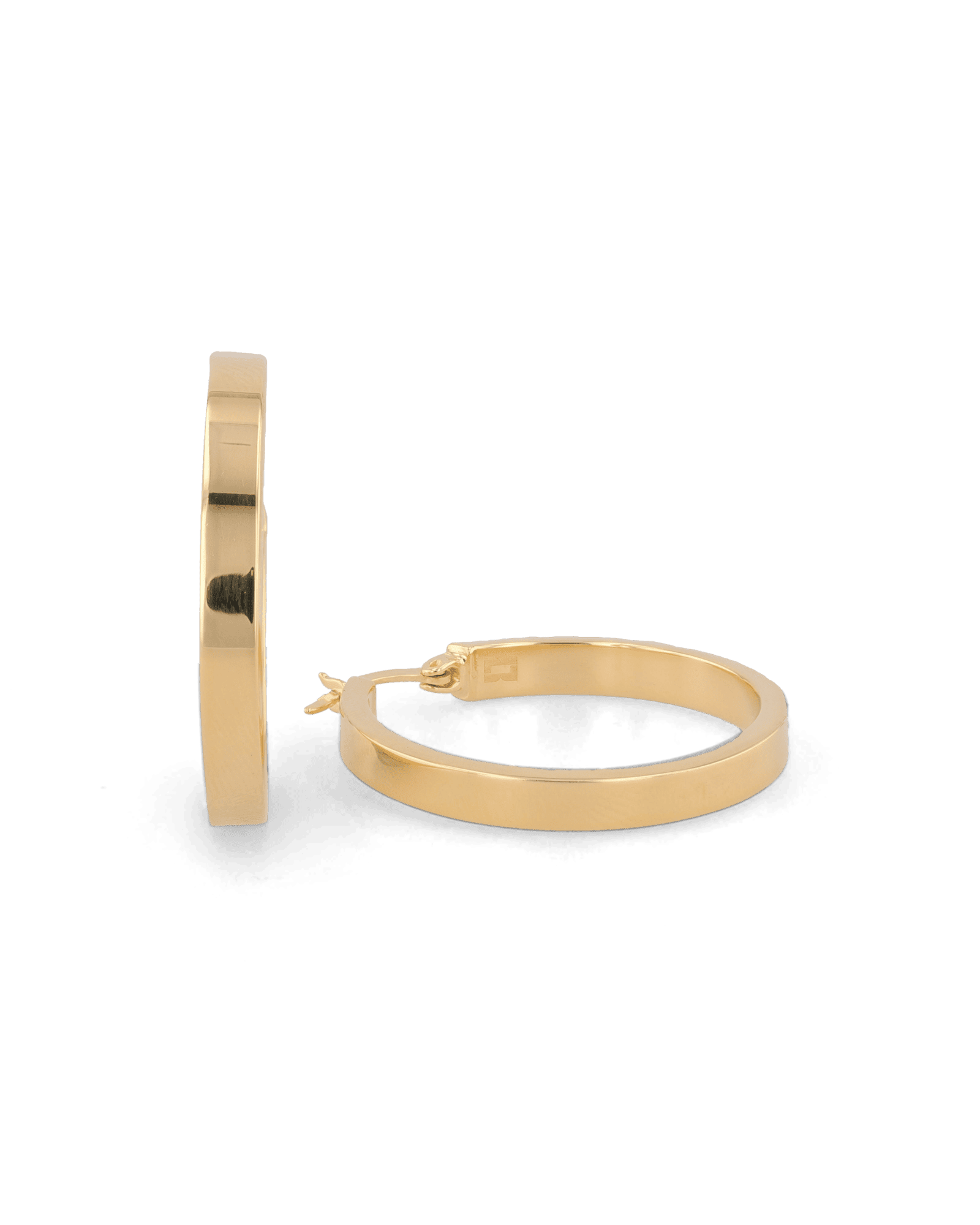 Luna Gold Hoop Earrings by Lavana, polished classic 4mm hoops available in four sizes