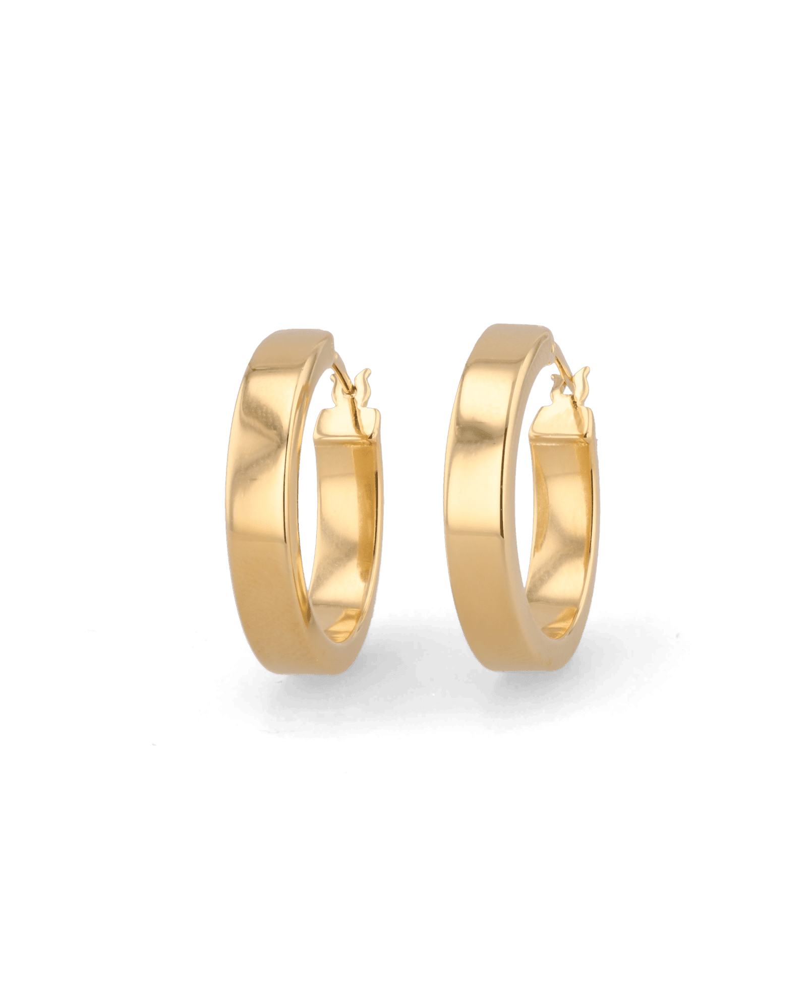 Luna Gold Hoop Earrings by Lavana, polished classic 4mm hoops available in four sizes