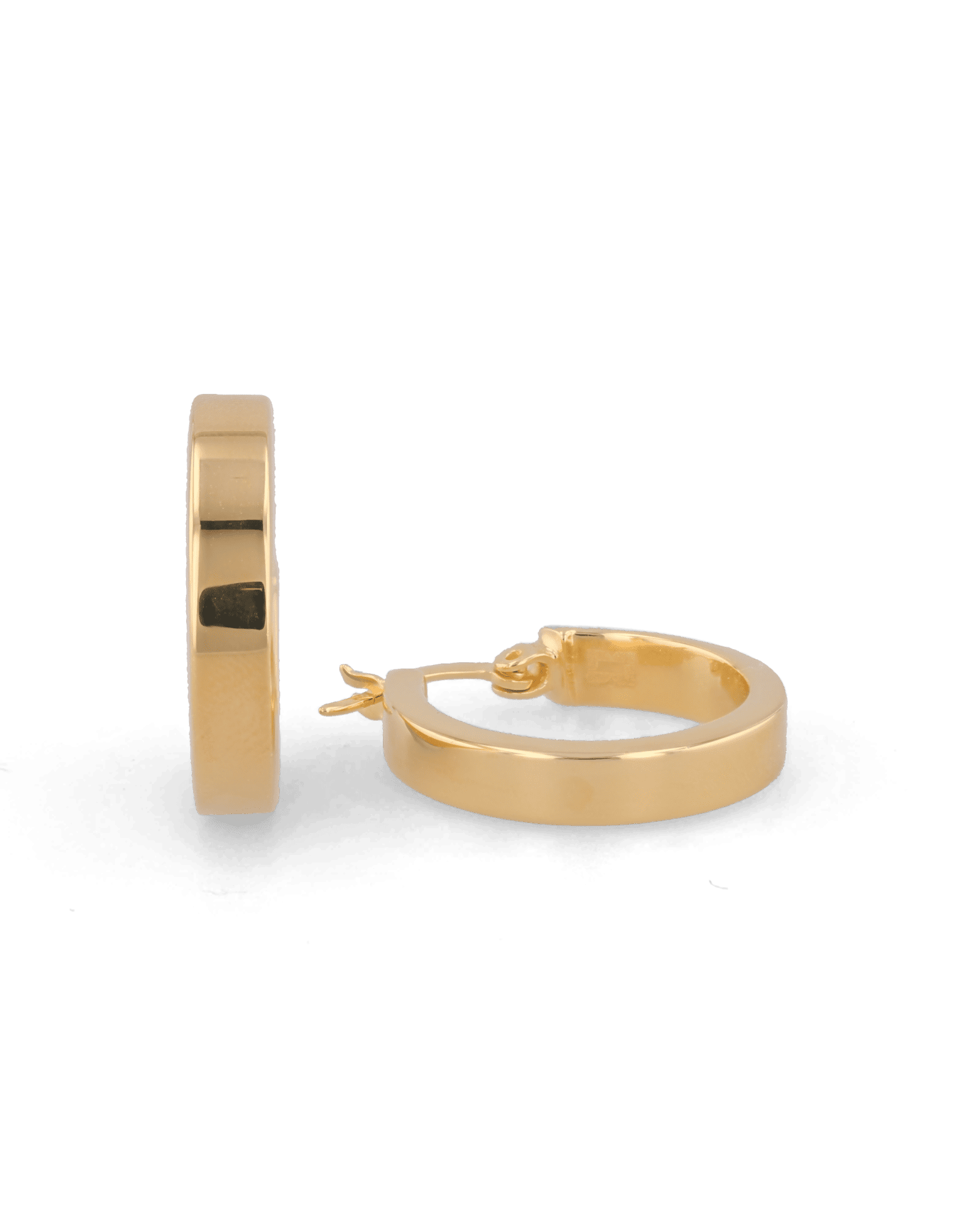 Luna Gold Hoop Earrings by Lavana, polished classic 4mm hoops available in four sizes