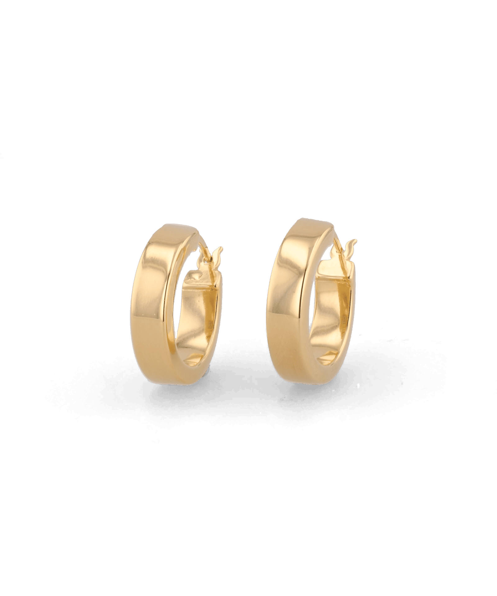 Luna Gold Hoop Earrings by Lavana, polished classic 4mm hoops available in four sizes