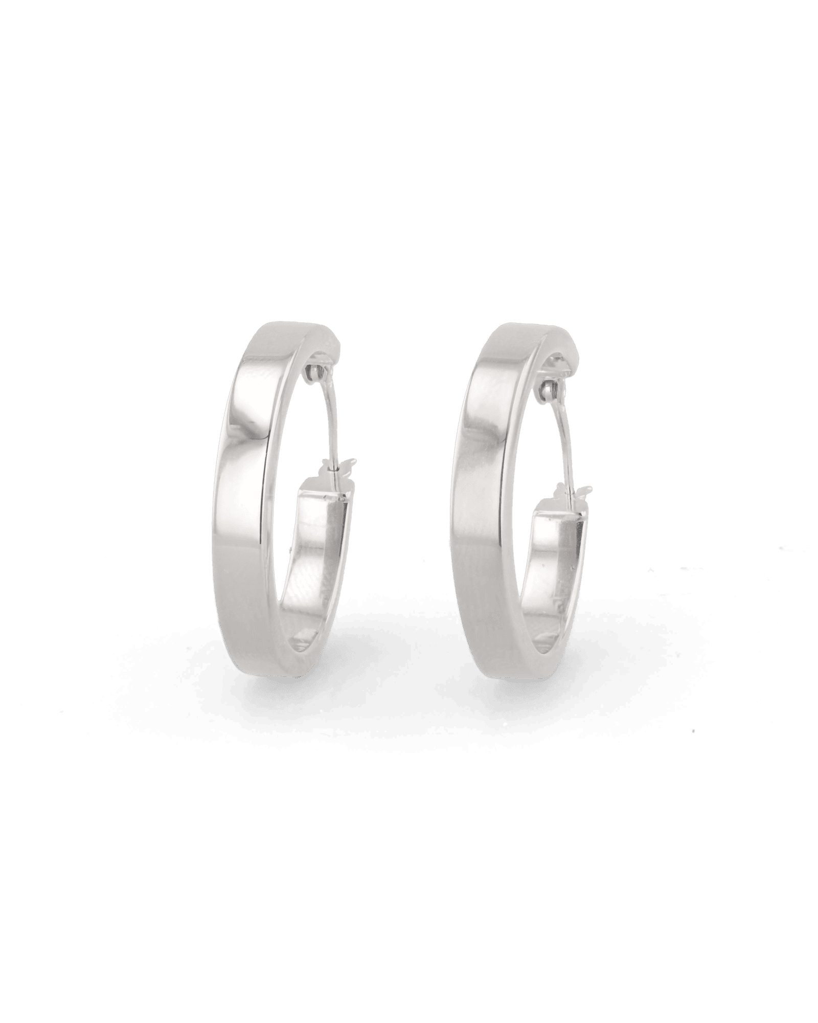 Luna Silver Hoop Earrings by Lavana, polished 4mm classic hoops in four sizes