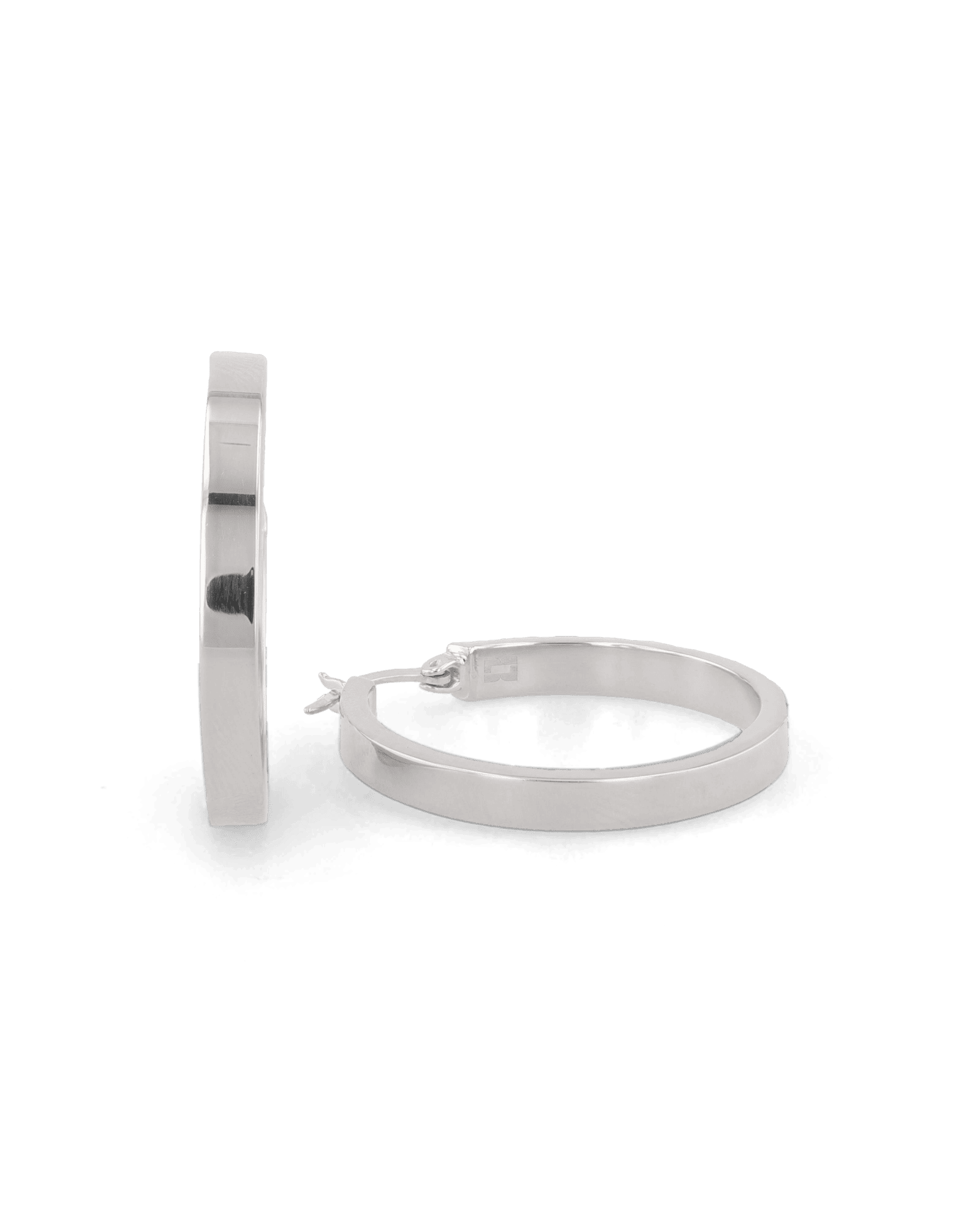 Luna Silver Hoop Earrings by Lavana, polished 4mm classic hoops in four sizes