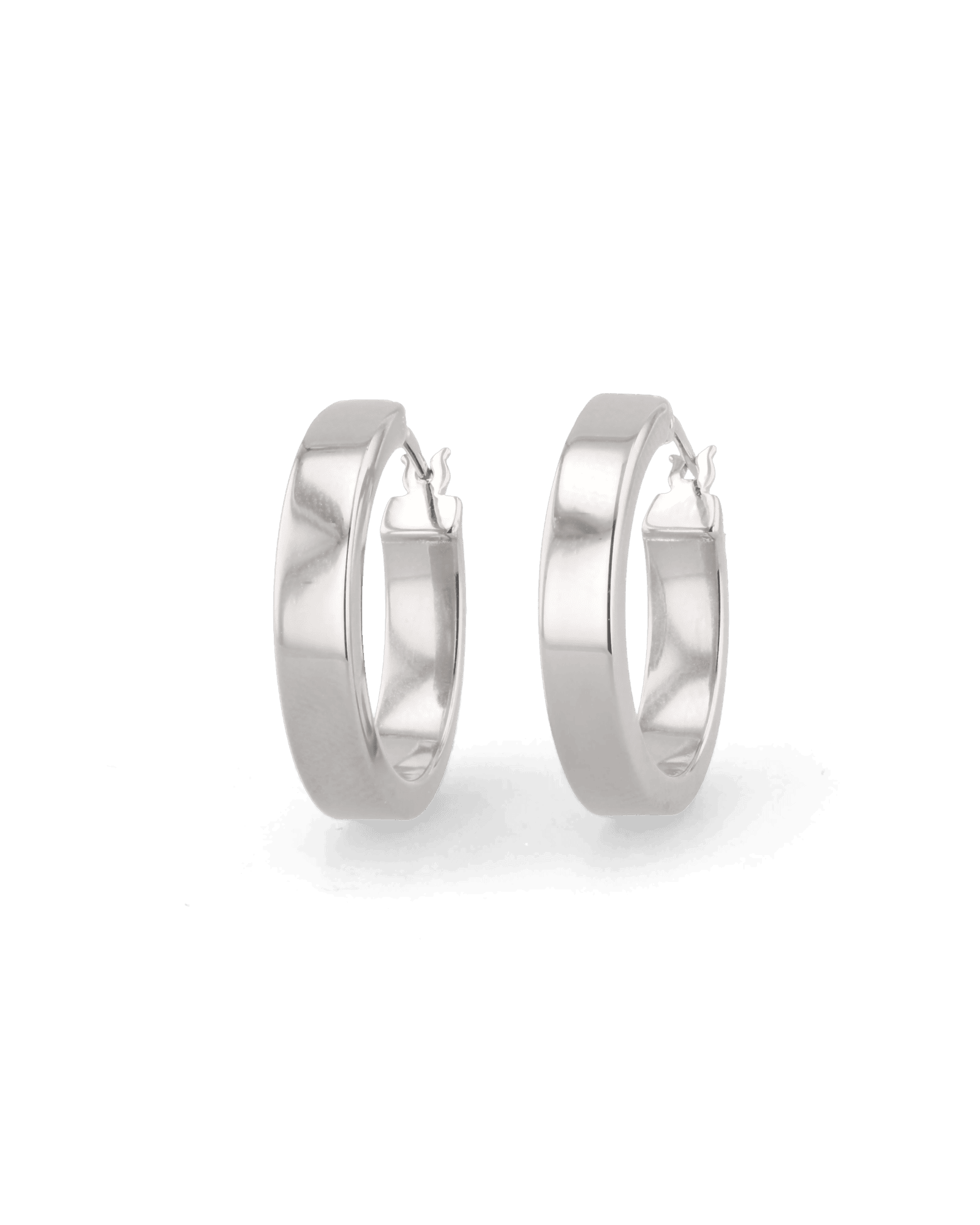 Luna Silver Hoop Earrings by Lavana, polished 4mm classic hoops in four sizes