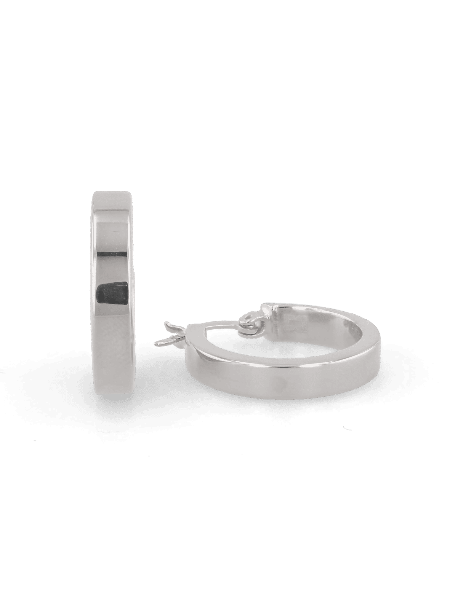 Luna Silver Hoop Earrings by Lavana, polished 4mm classic hoops in four sizes