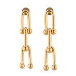 Luxe Link Gold Earrings by LAVANA, elongated link drops with polished spheres