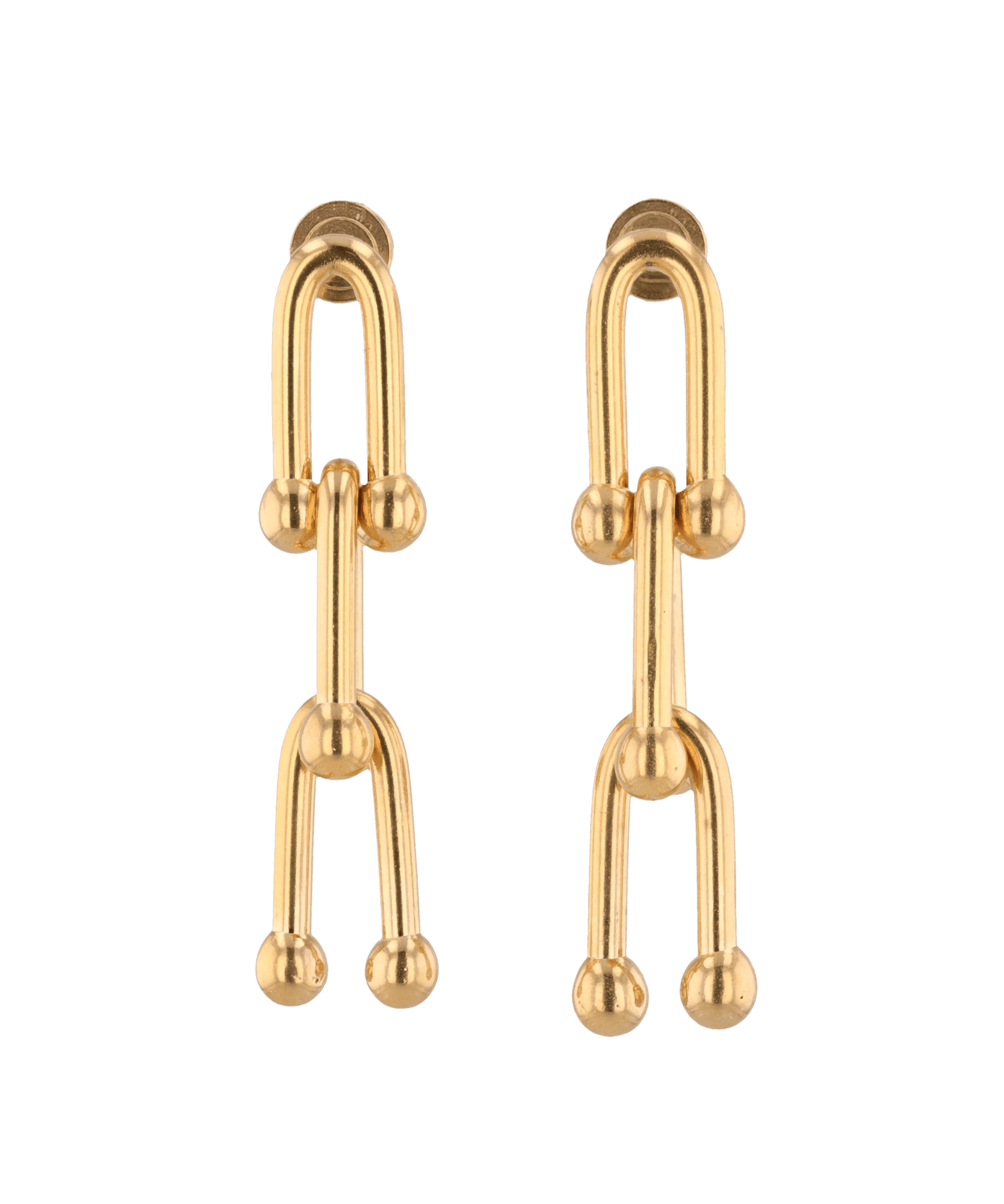 Luxe Link Gold Earrings by LAVANA, elongated link drops with polished spheres