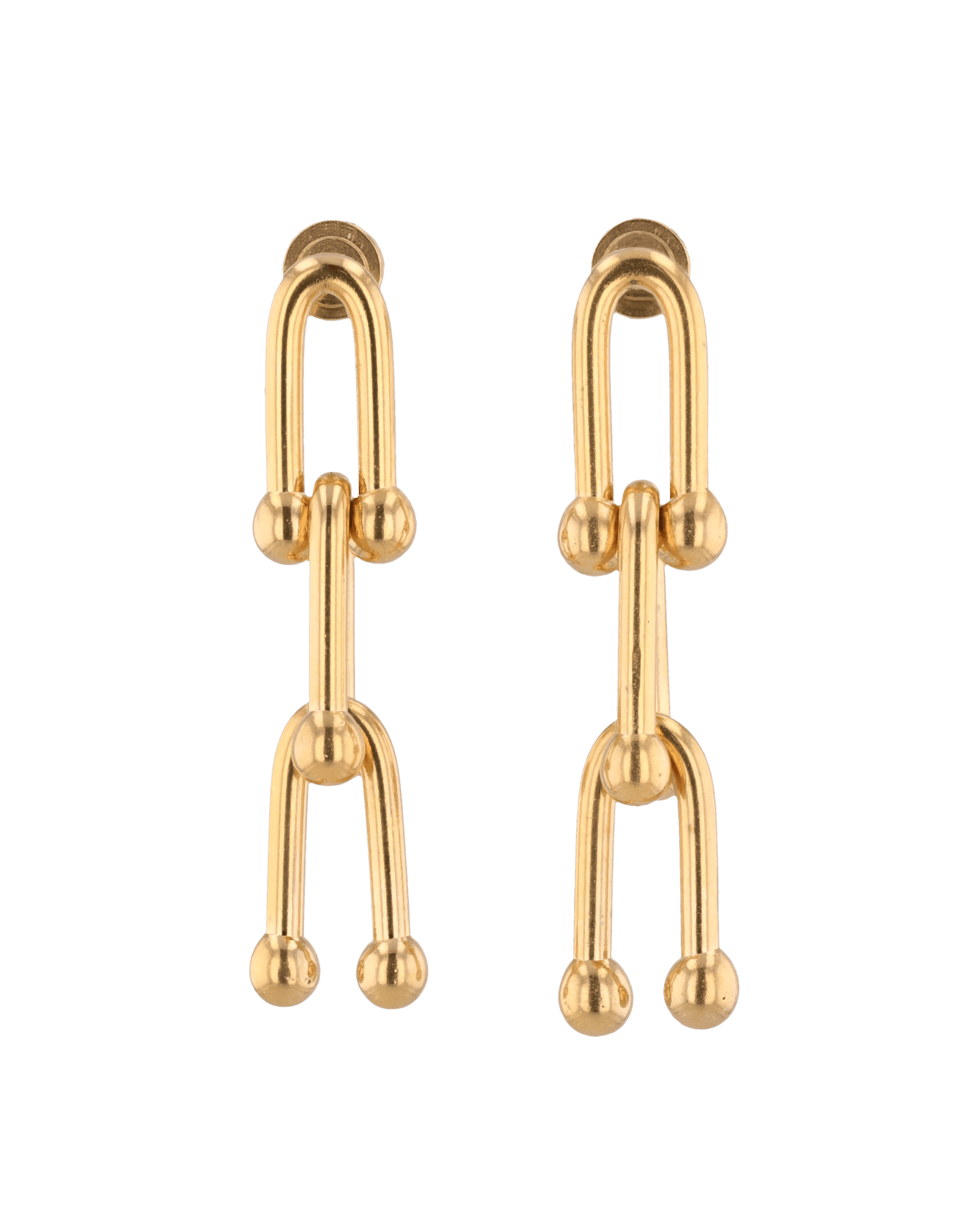 Luxe Link Gold Earrings by LAVANA, elongated link drops with polished spheres