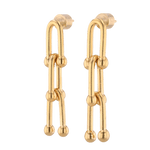 Luxe Link Gold Earrings by LAVANA, elongated link drops with polished spheres