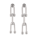 Luxe Link Silver Earrings by LAVANA, elongated link drops with polished spheres