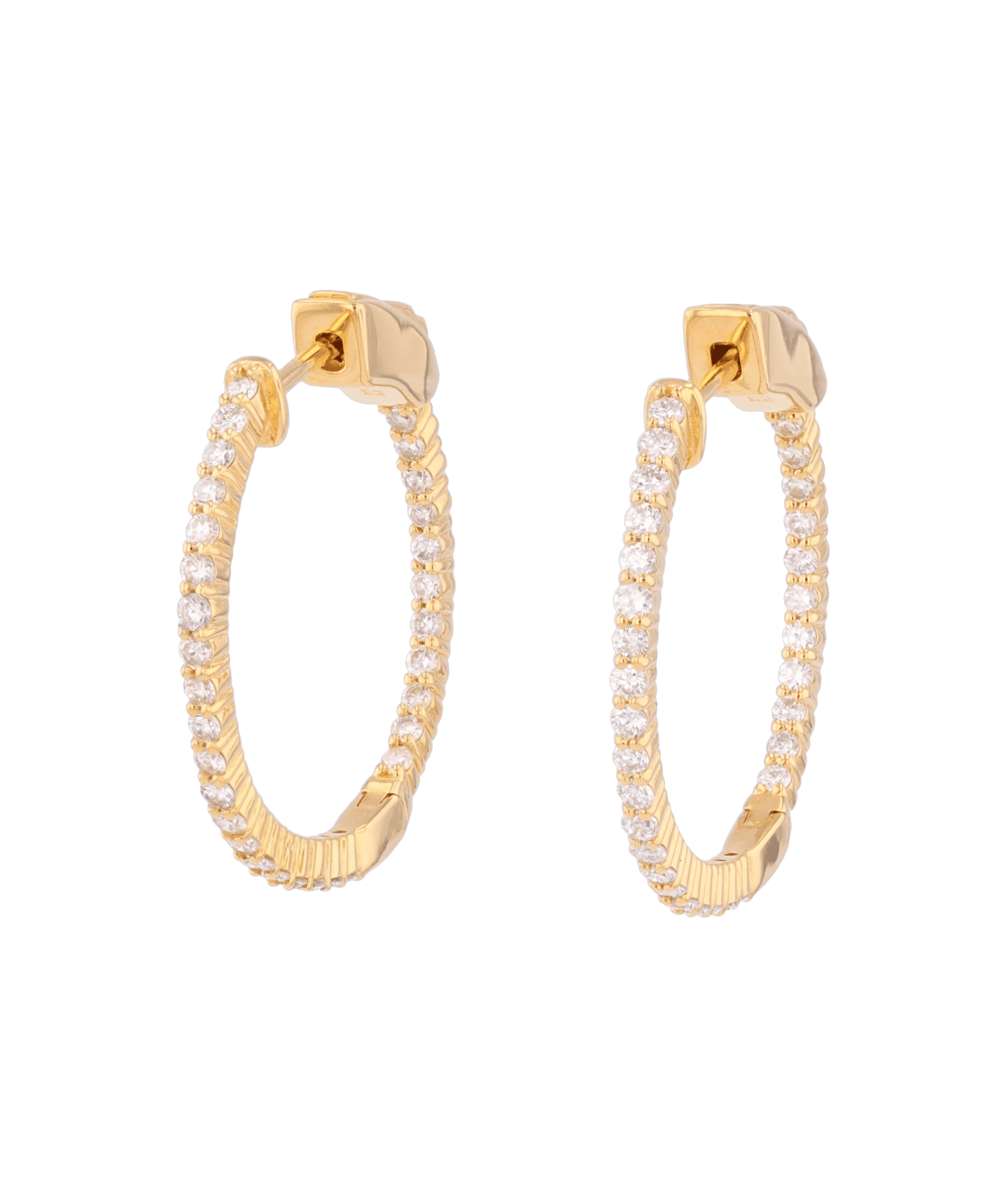 Madrid Gold Diamond Hoop Earrings by Lavana Round Cut Pave Lab Grown Diamonds