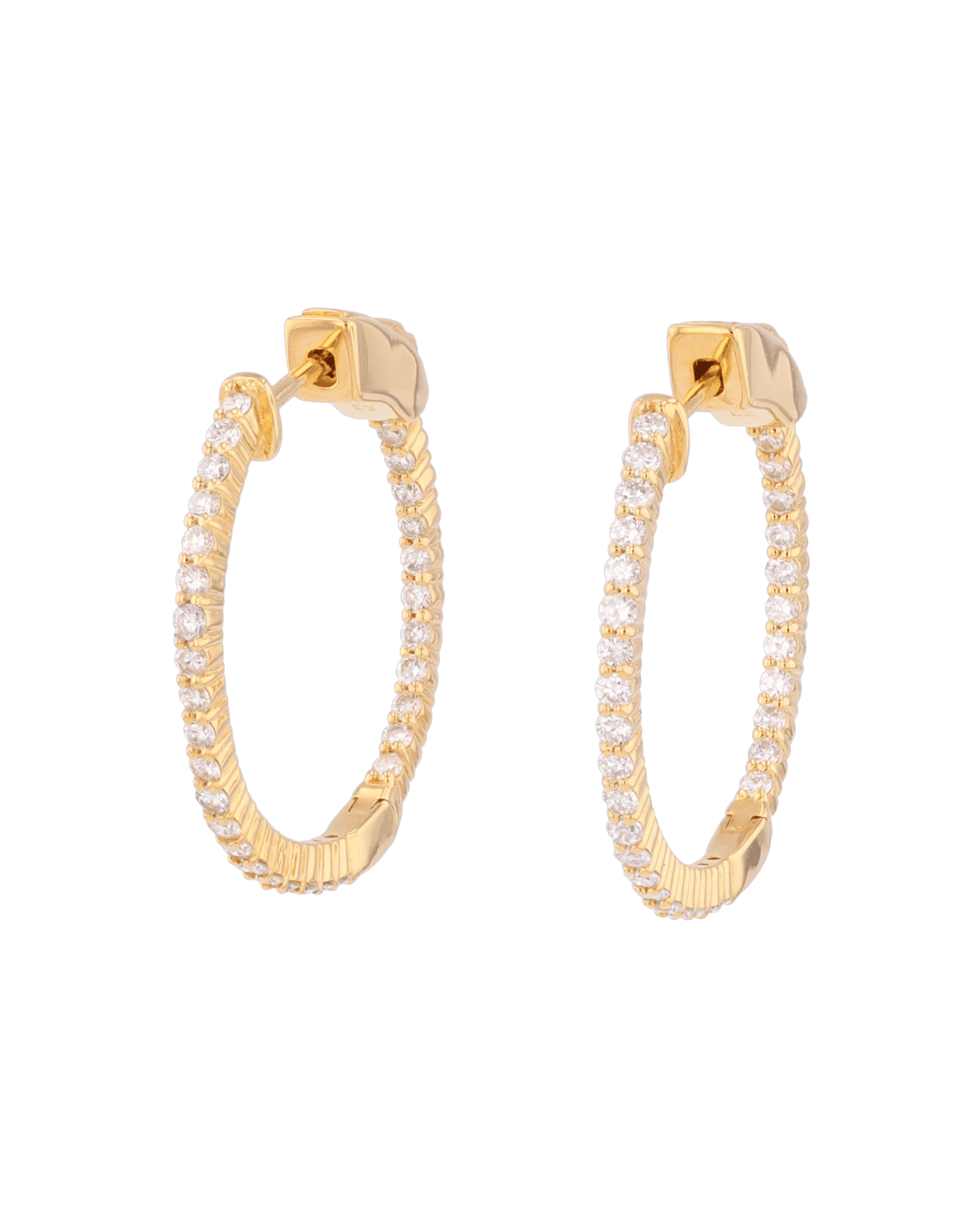 Madrid Gold Diamond Hoop Earrings by Lavana Round Cut Pave Lab Grown Diamonds