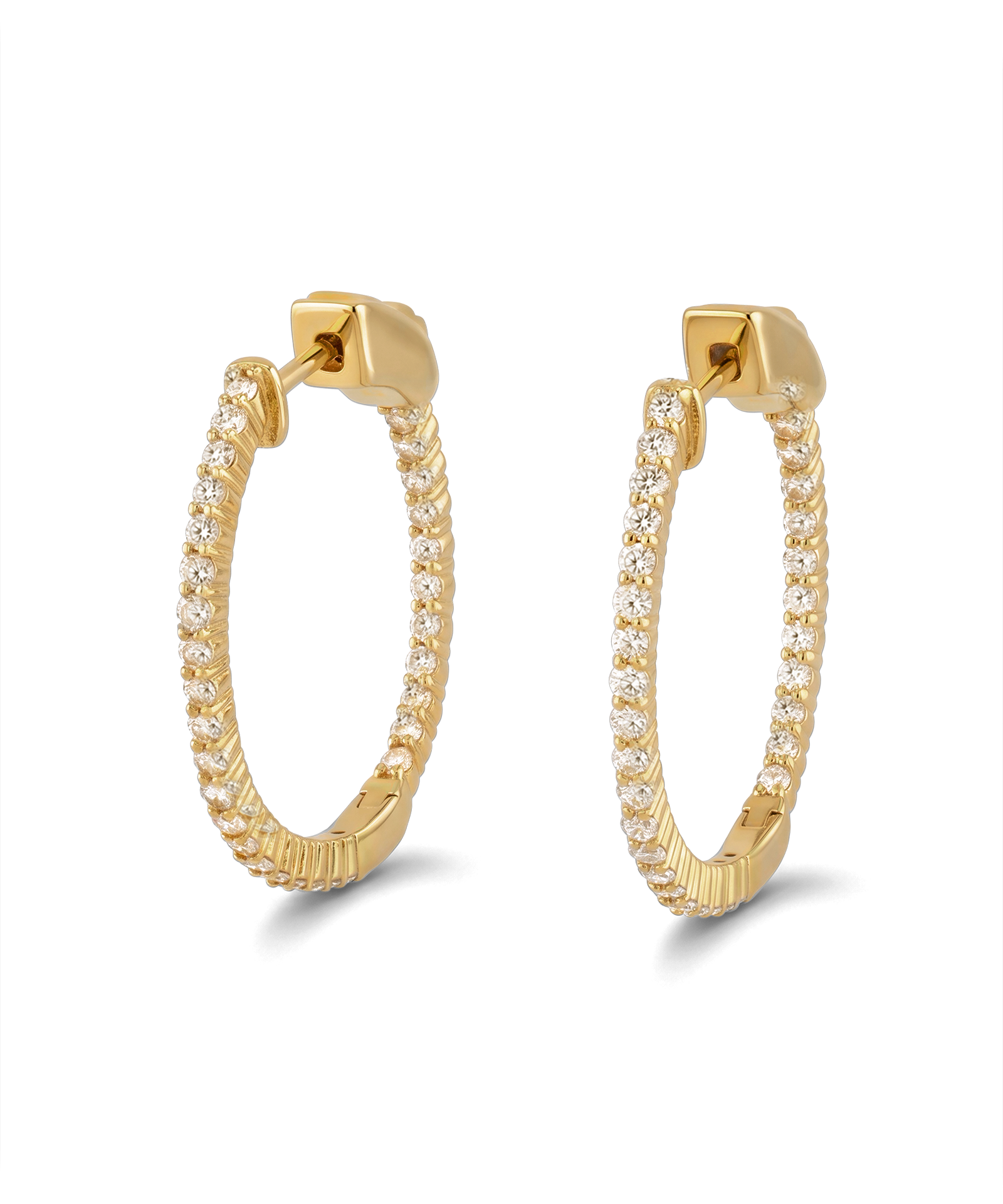 Madrid Gold Diamond Hoop Earrings by Lavana Round Cut Pave Lab Grown Diamonds