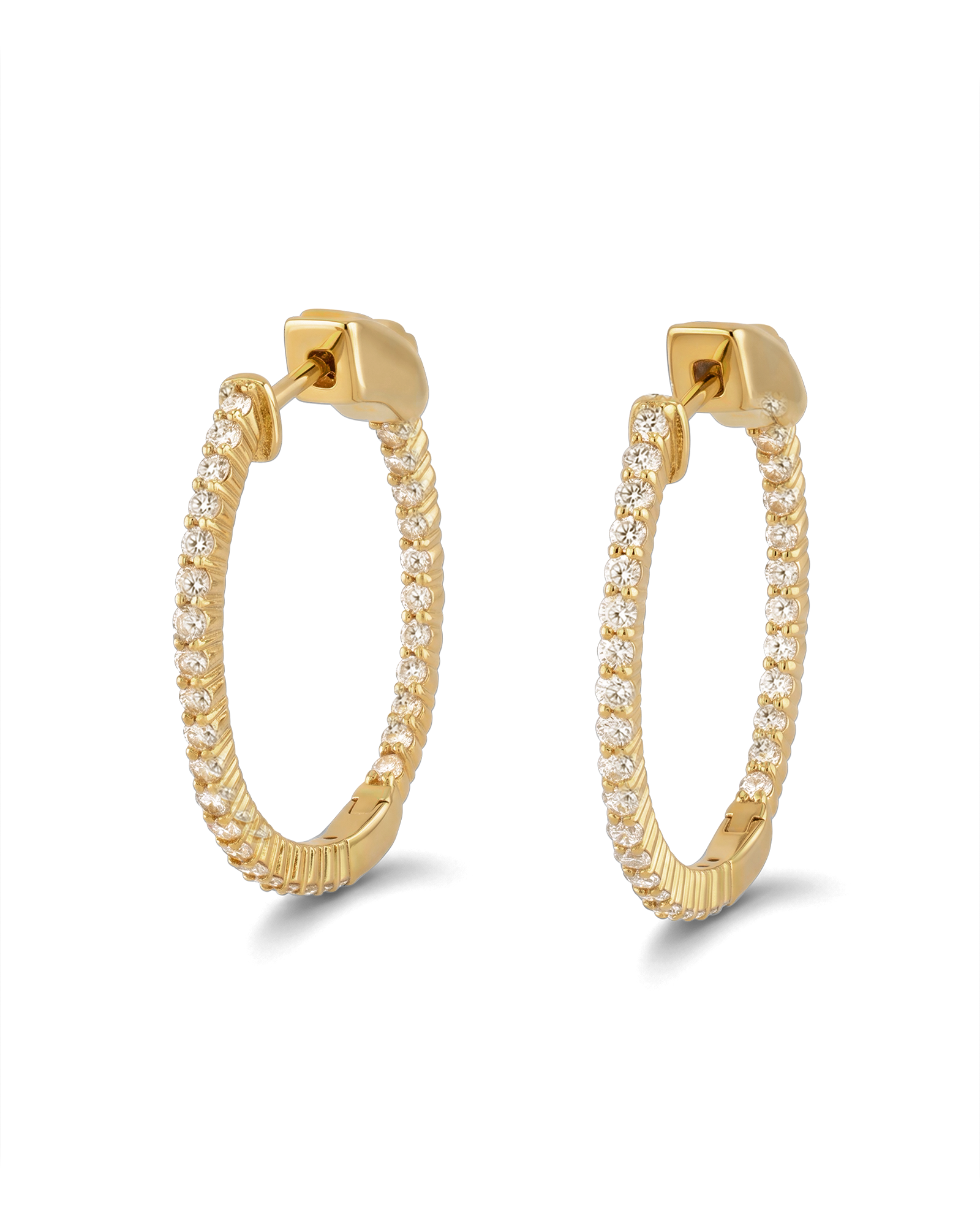 Madrid Gold Diamond Hoop Earrings by Lavana round cut pave lab grown diamonds 1