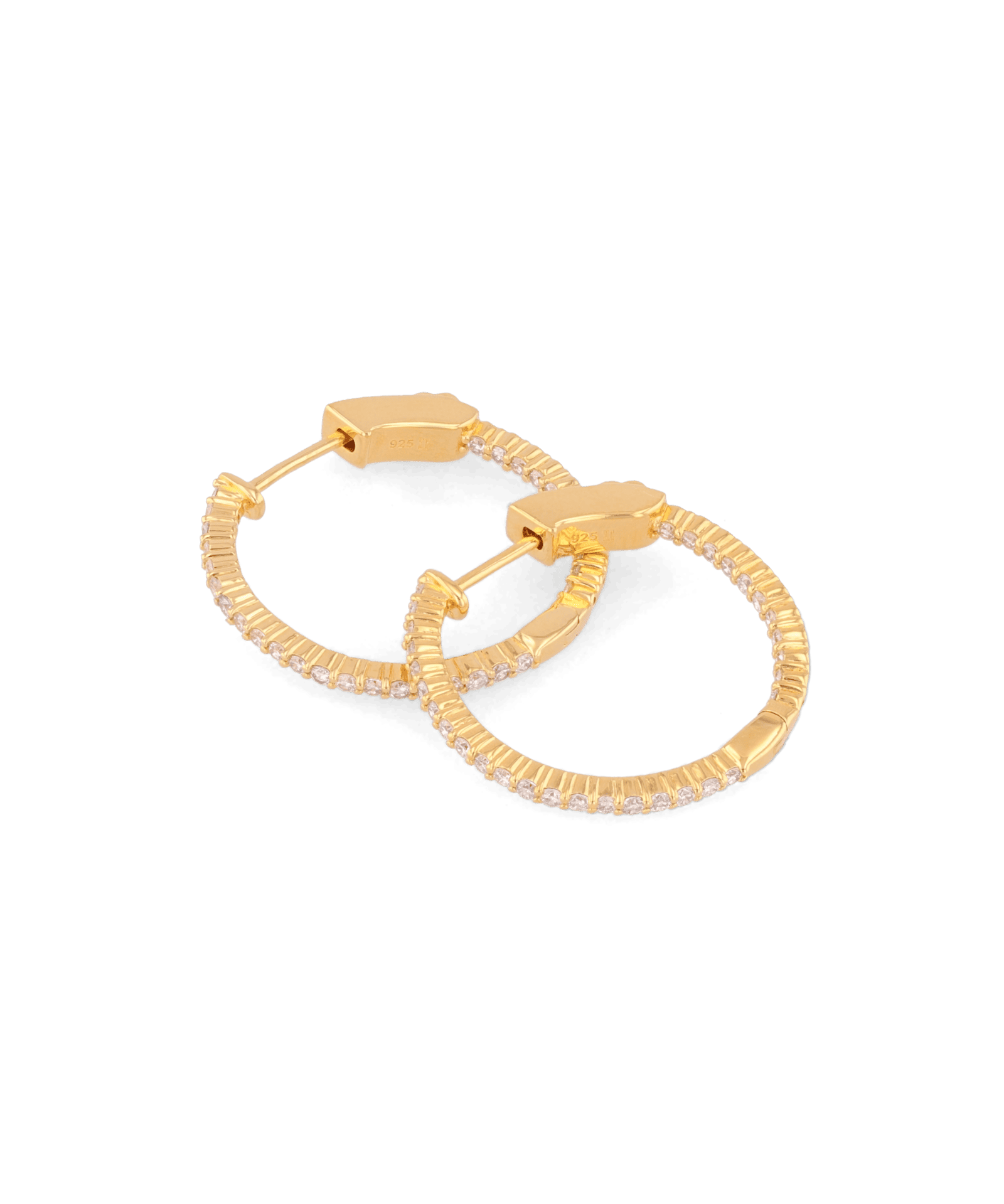 Madrid Gold Diamond Hoop Earrings by Lavana Round Cut Pave Lab Grown Diamonds