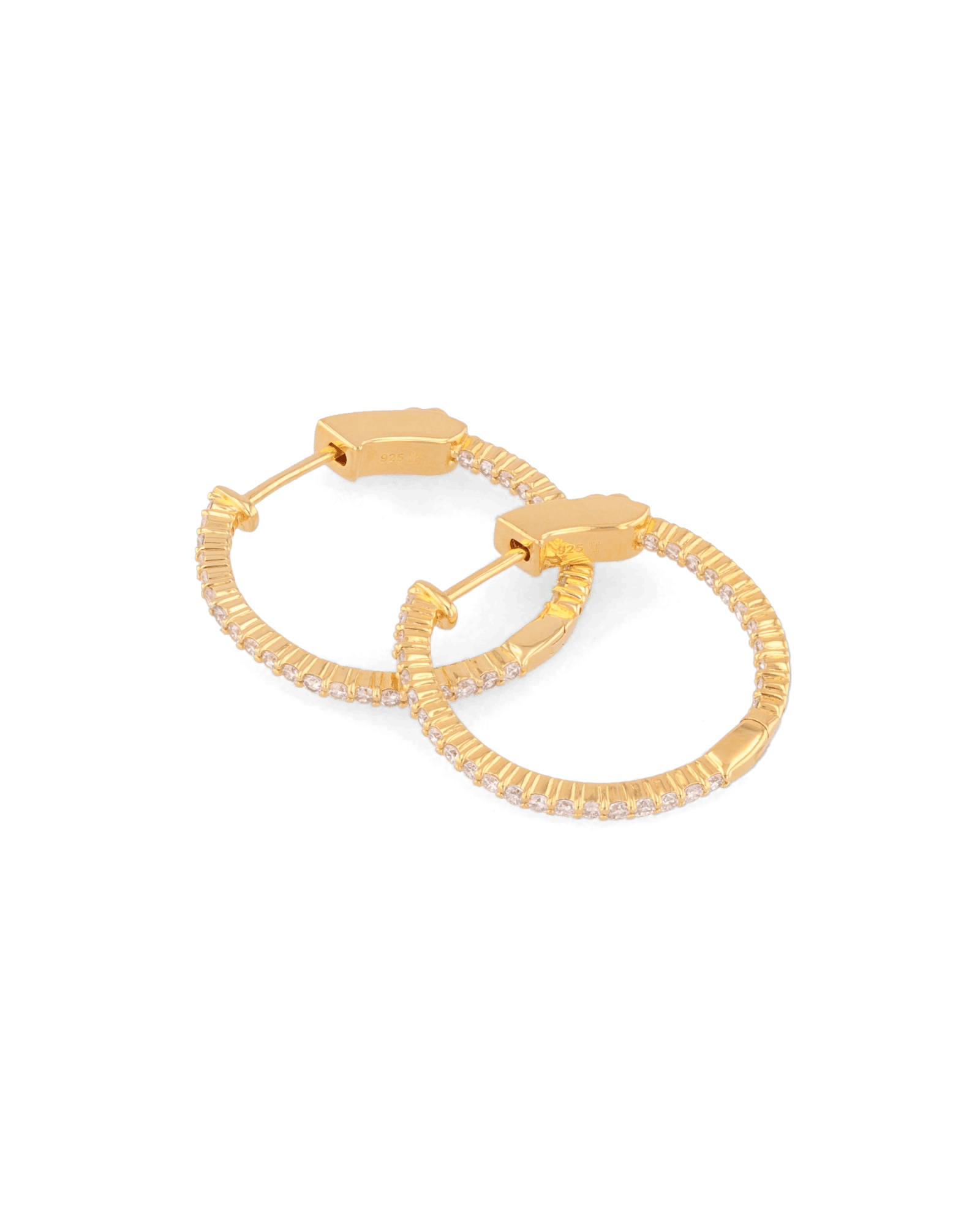 Madrid Gold Diamond Hoop Earrings by Lavana Round Cut Pave Lab Grown Diamonds