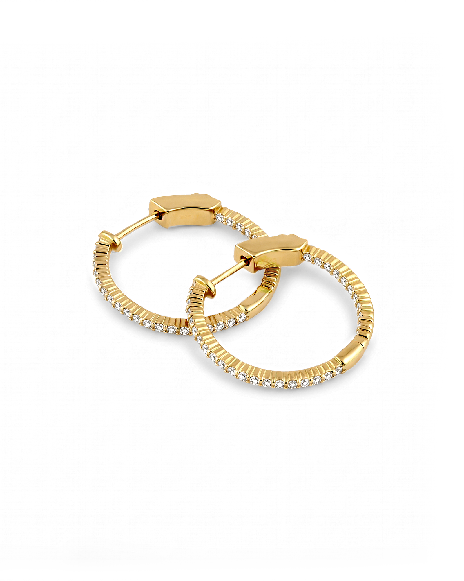 Madrid Gold Diamond Hoop Earrings by Lavana Round Cut Pave Lab Grown Diamonds